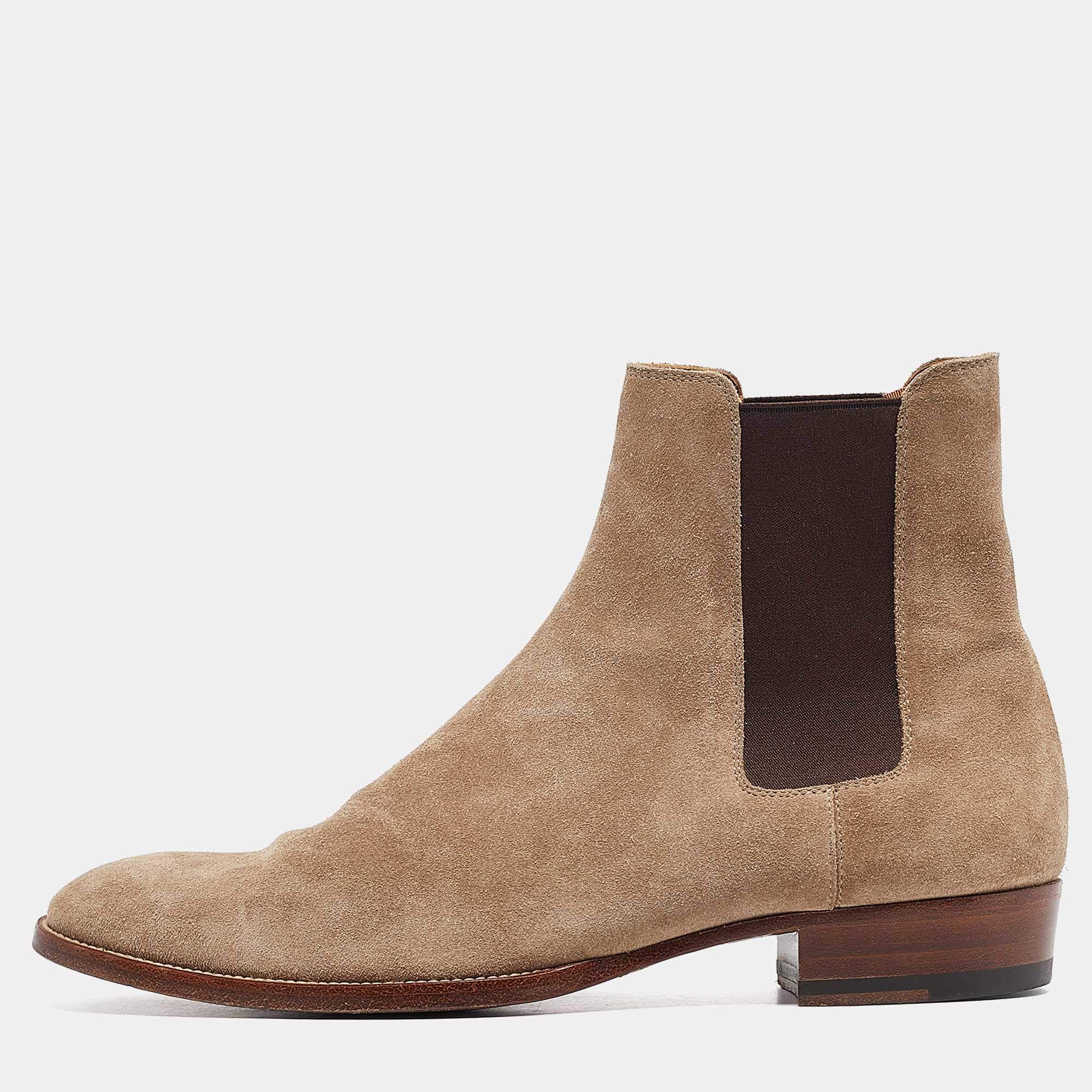 Yves Saint Laurent Brown Suede Ankle Length Boots 41