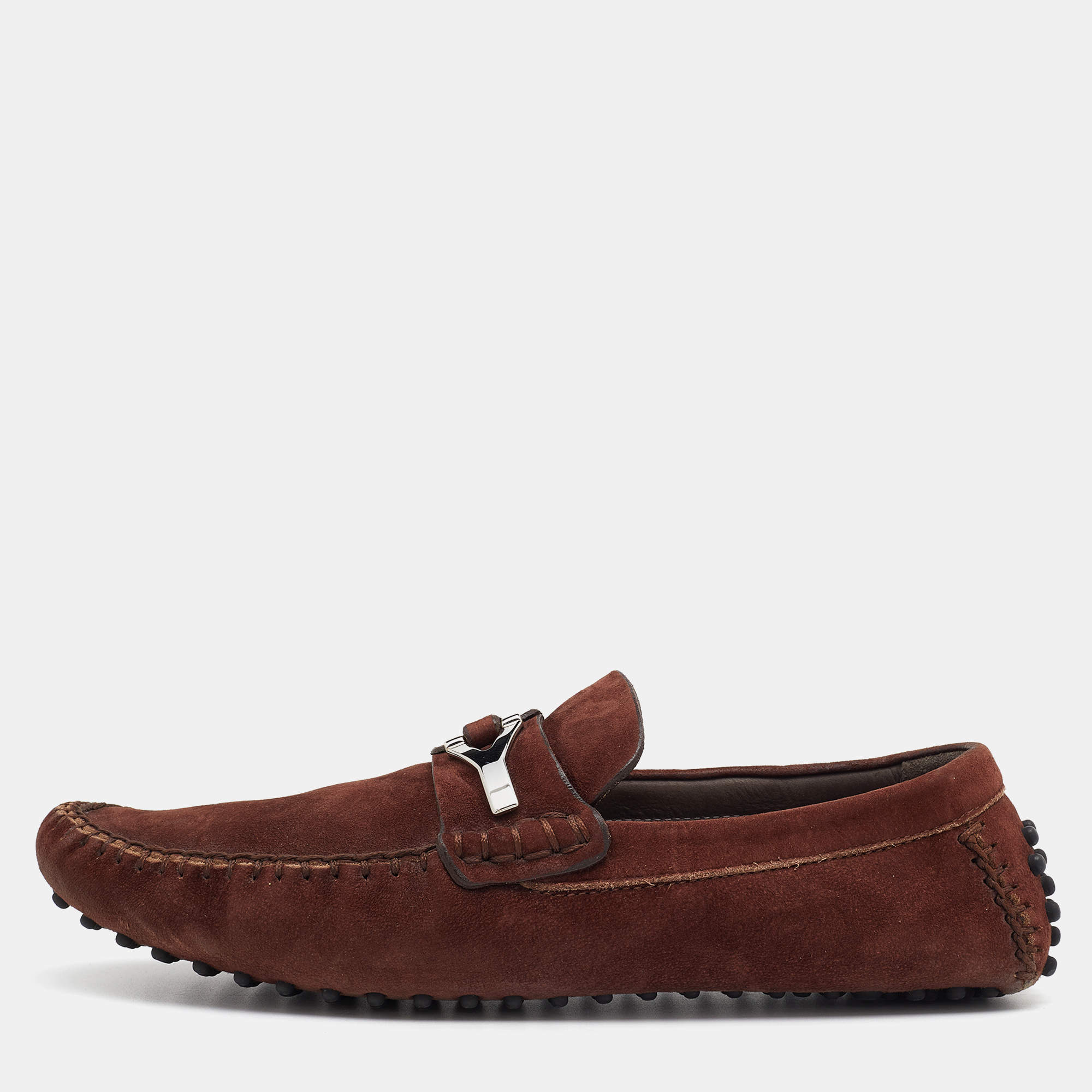Yves Saint Laurent Brown Suede Slip On Loafers Size 42