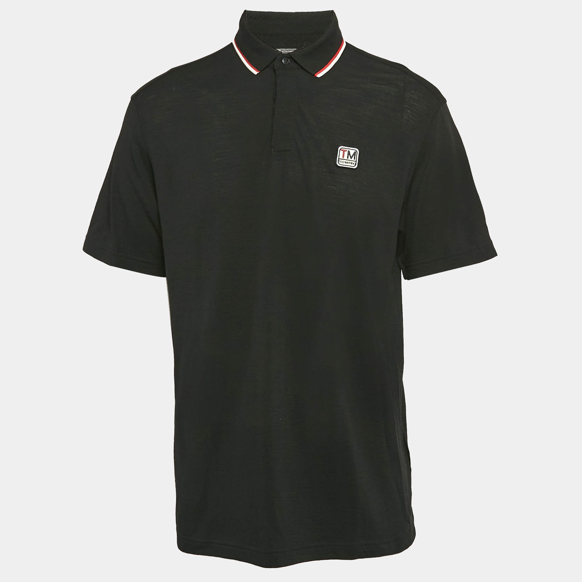 Z Zegna Techmerino Black Wool Pique Polo T-Shirt XL