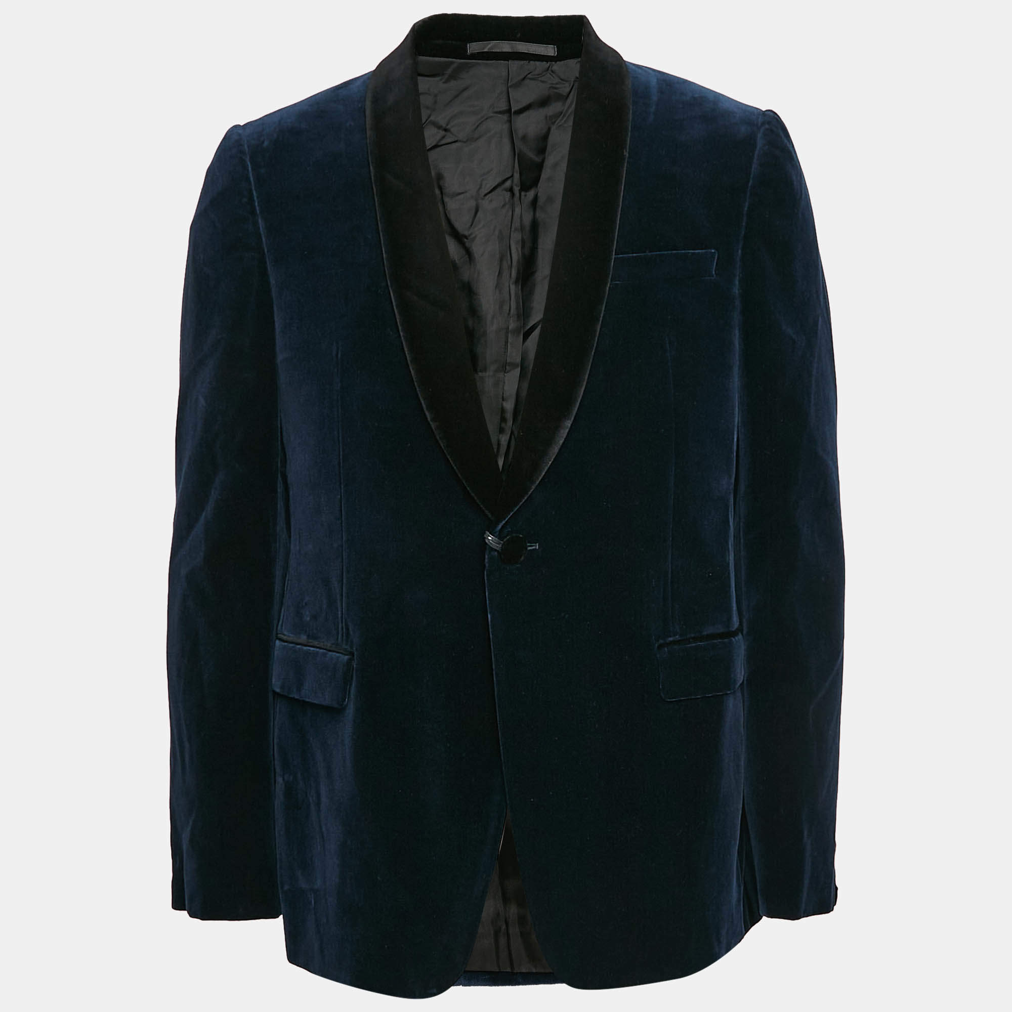 Z Zegna Blue Velvet Cotton Button Front Drop 8 Blazer XL