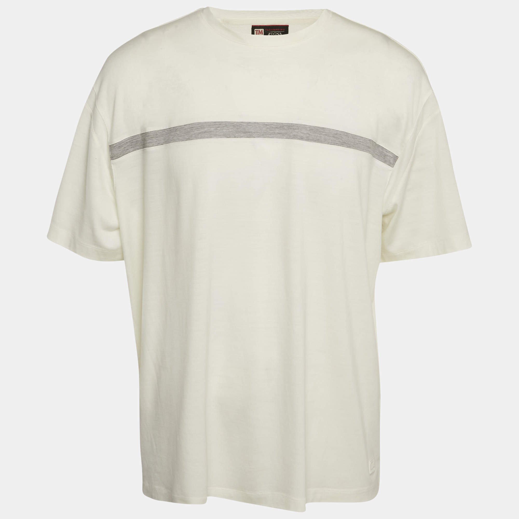 Z Zegna Techmerino Off White Wool Jersey Crew Neck T-Shirt XL