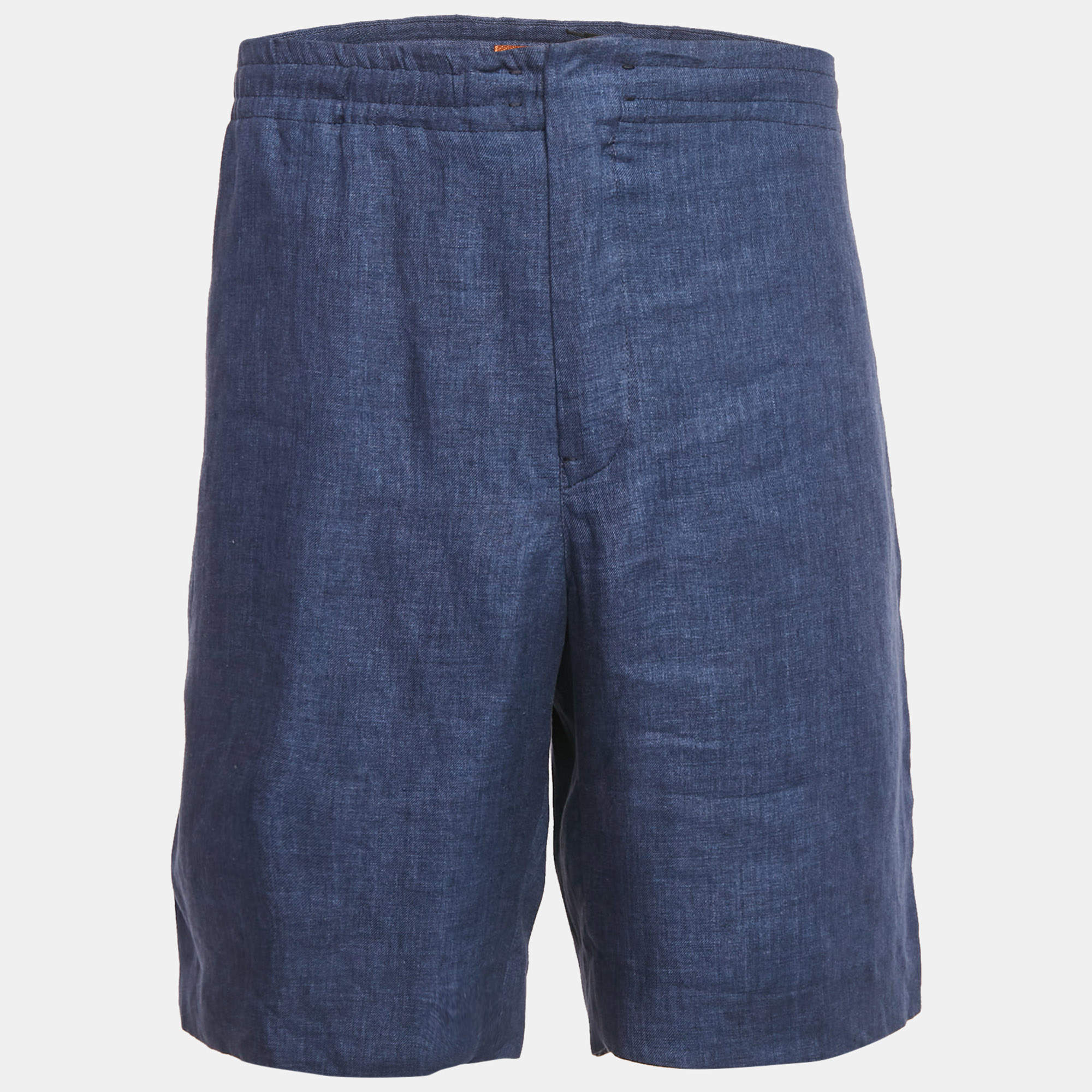 Pre Owned Zegna Blue Linen Shorts XXL