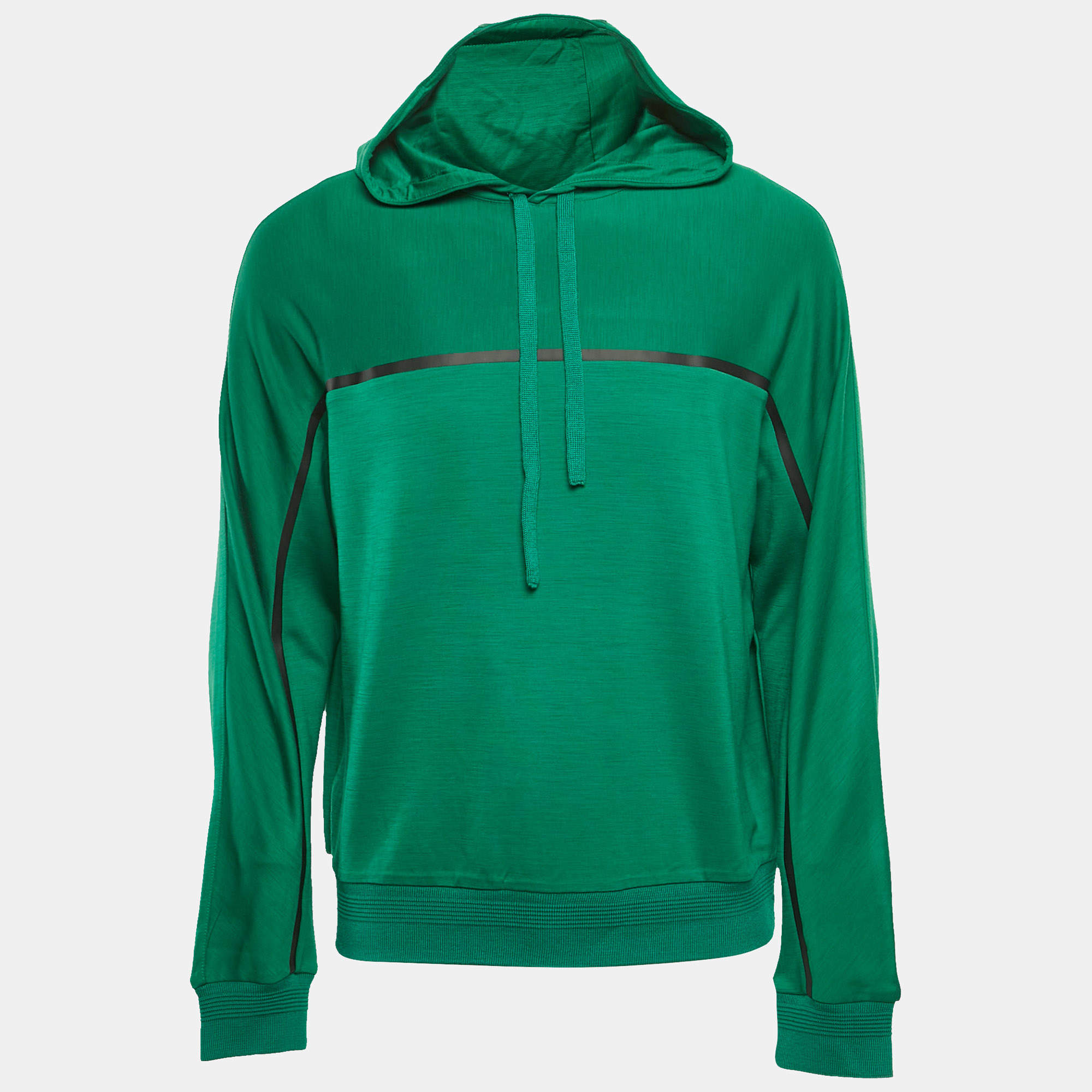 Technmerino Z Zegna Green Wool Jersey Hooded Sweatshirt M