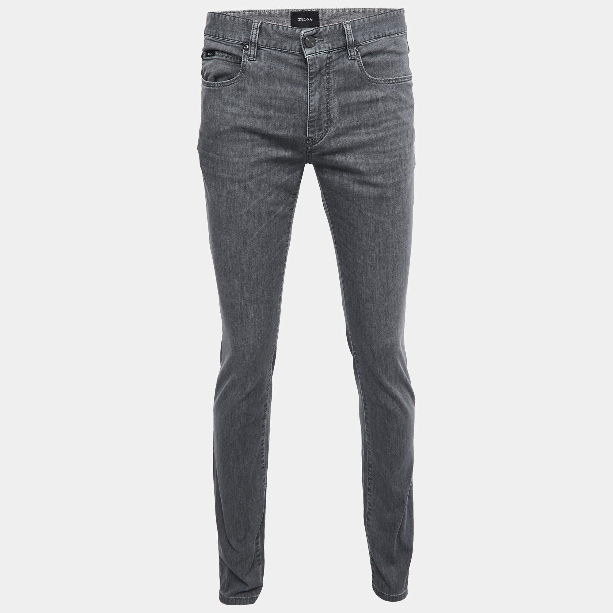 Z Zegna Grey Distressed Denim Slim Fit Jeans M Waist 32"