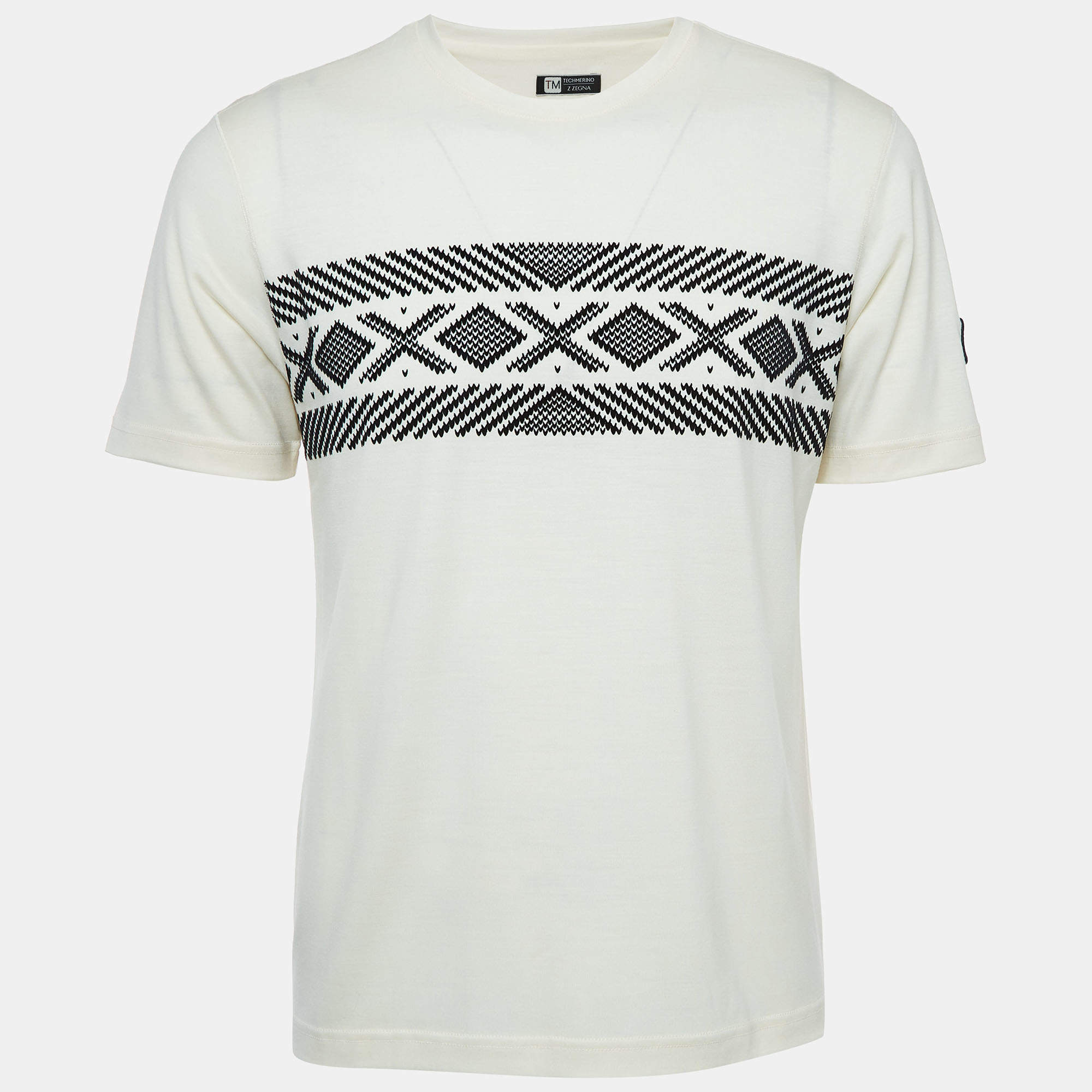 Pre Owned Z Zegna White Jersey Graphic T-Shirt M