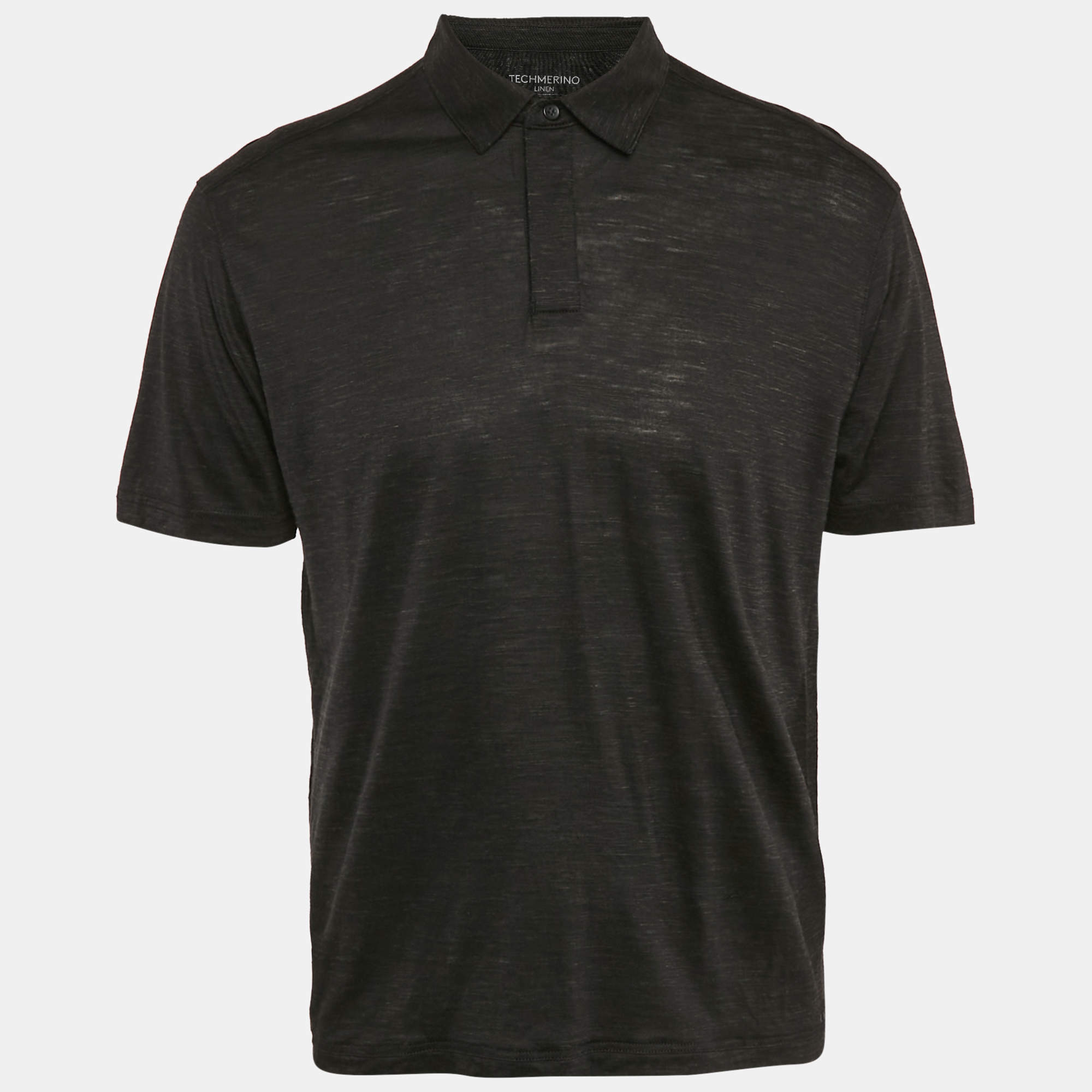 Z Zegna Black Techmerino Linen Polo T-Shirt L