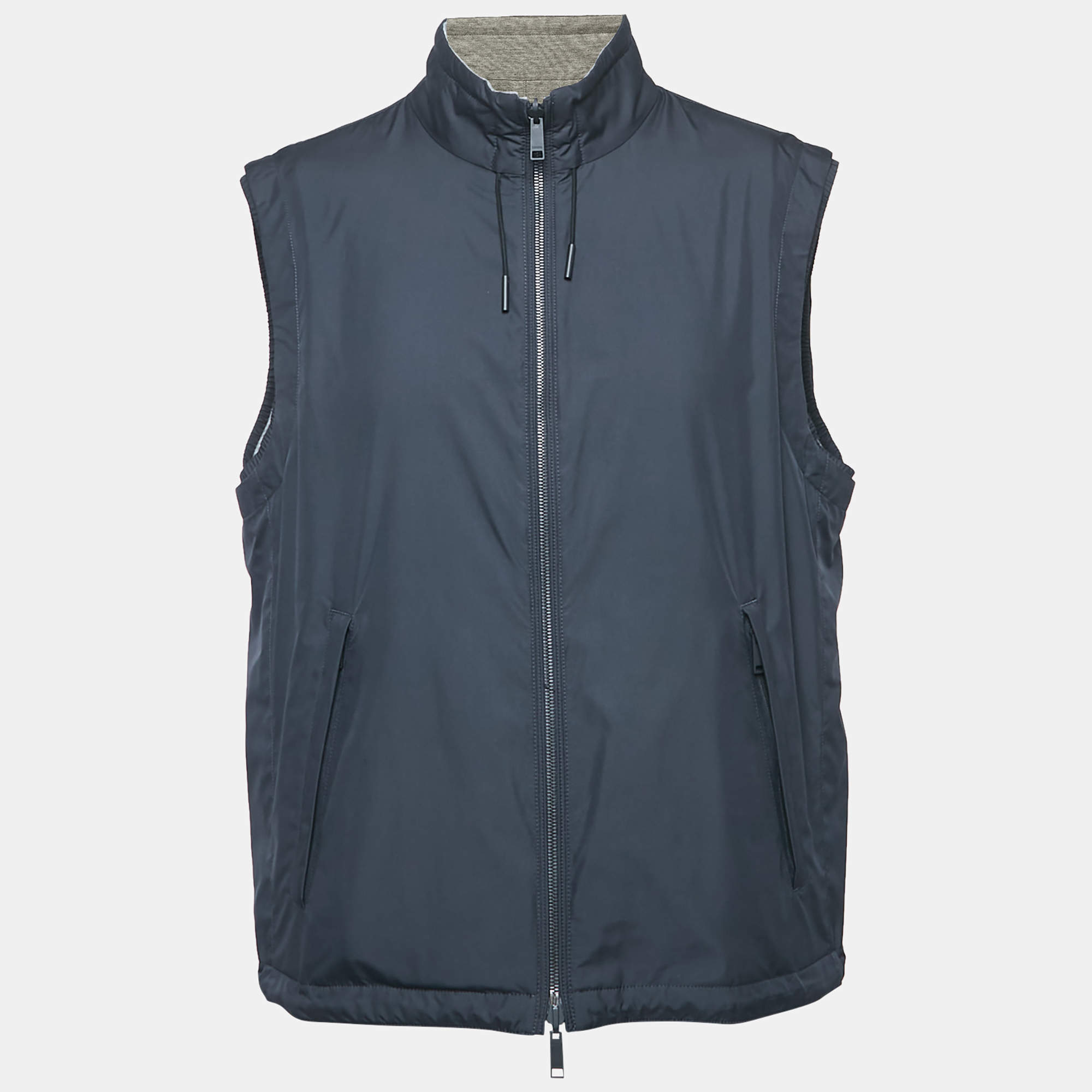 Z Zegna Blue Synthetic and Cashmere Reversible Vest Jacket XXL
