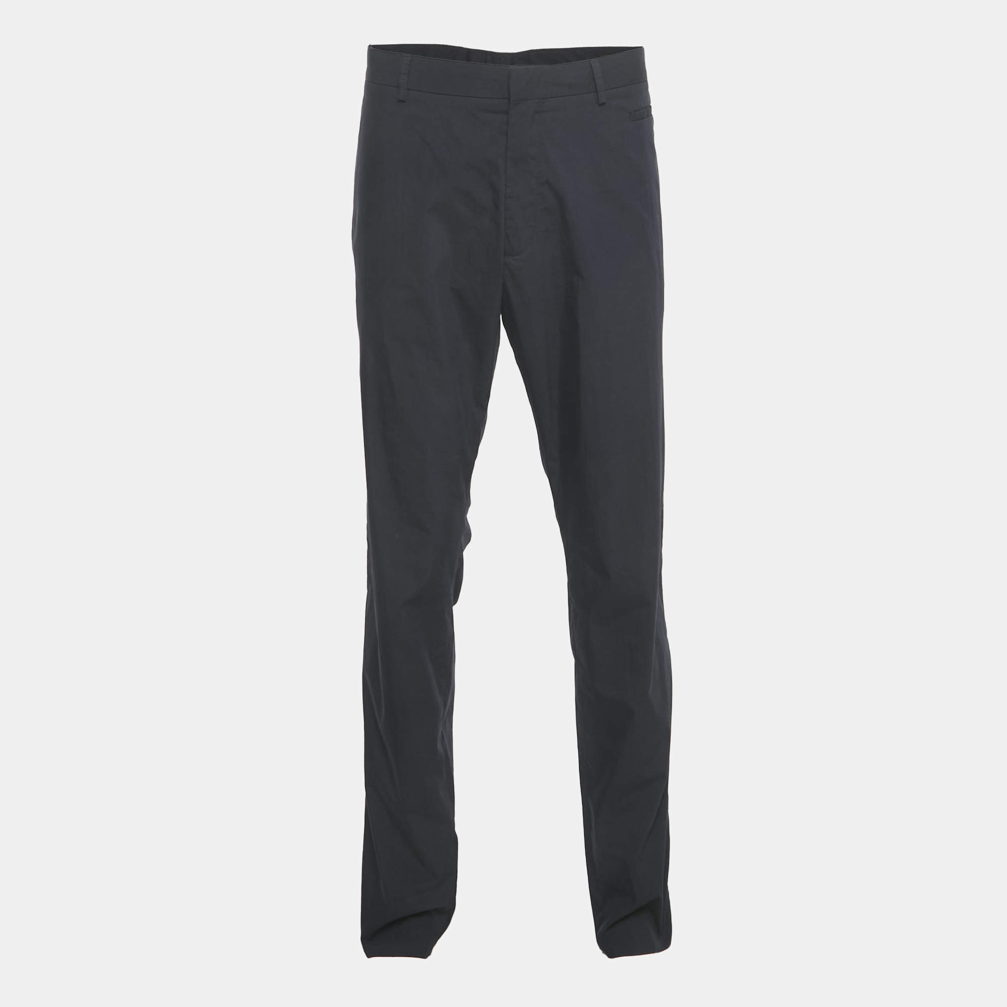 Pre Owned Z Zegna Navy Blue Cotton Blend Straight Fit Trousers 4XL