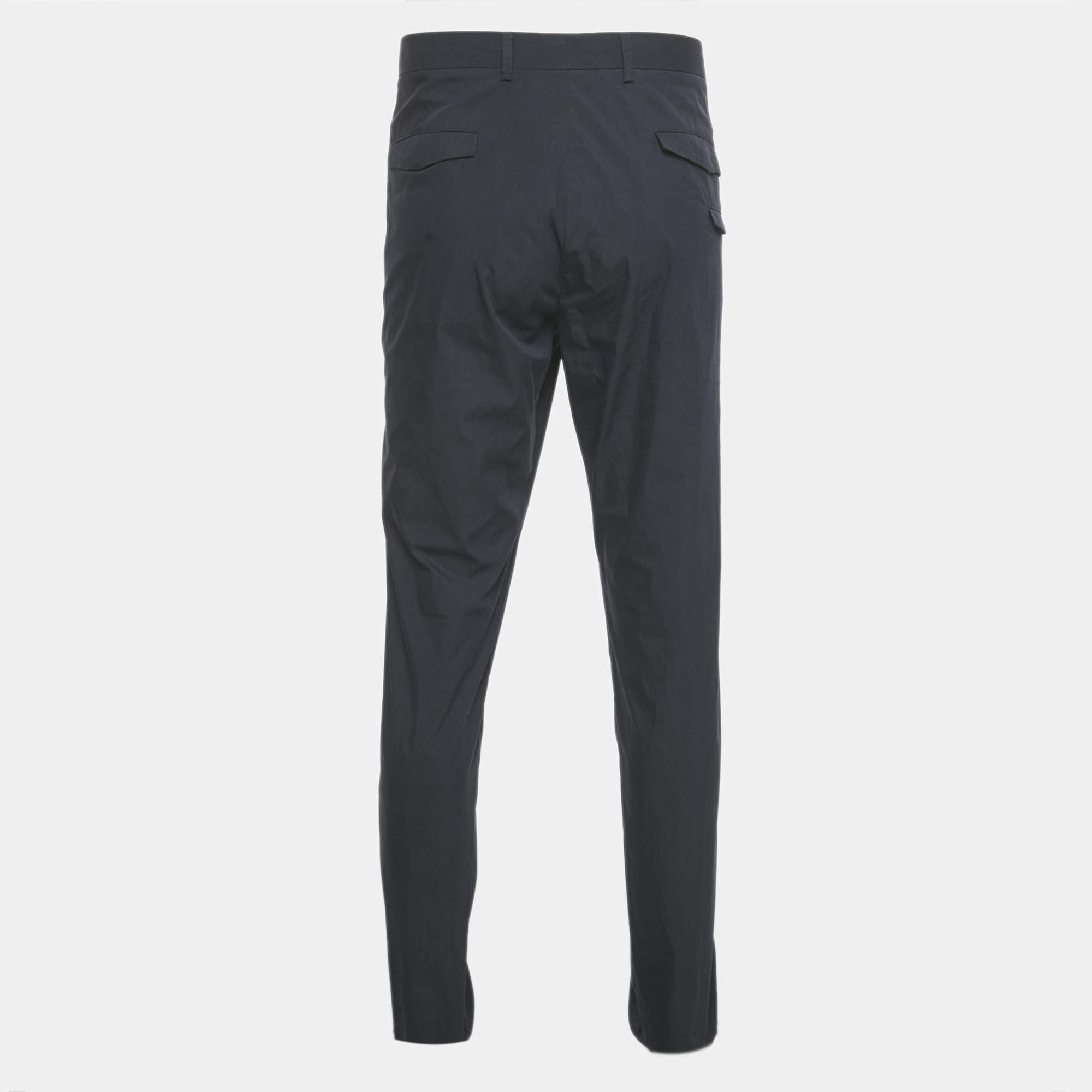Pre Owned Z Zegna Navy Blue Cotton Blend Straight Fit Trousers 4XL