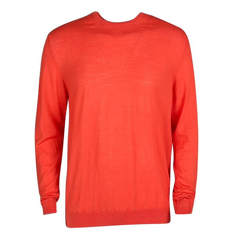 Z Zegna Blood Orange Wool Long Sleeve Sweater XL