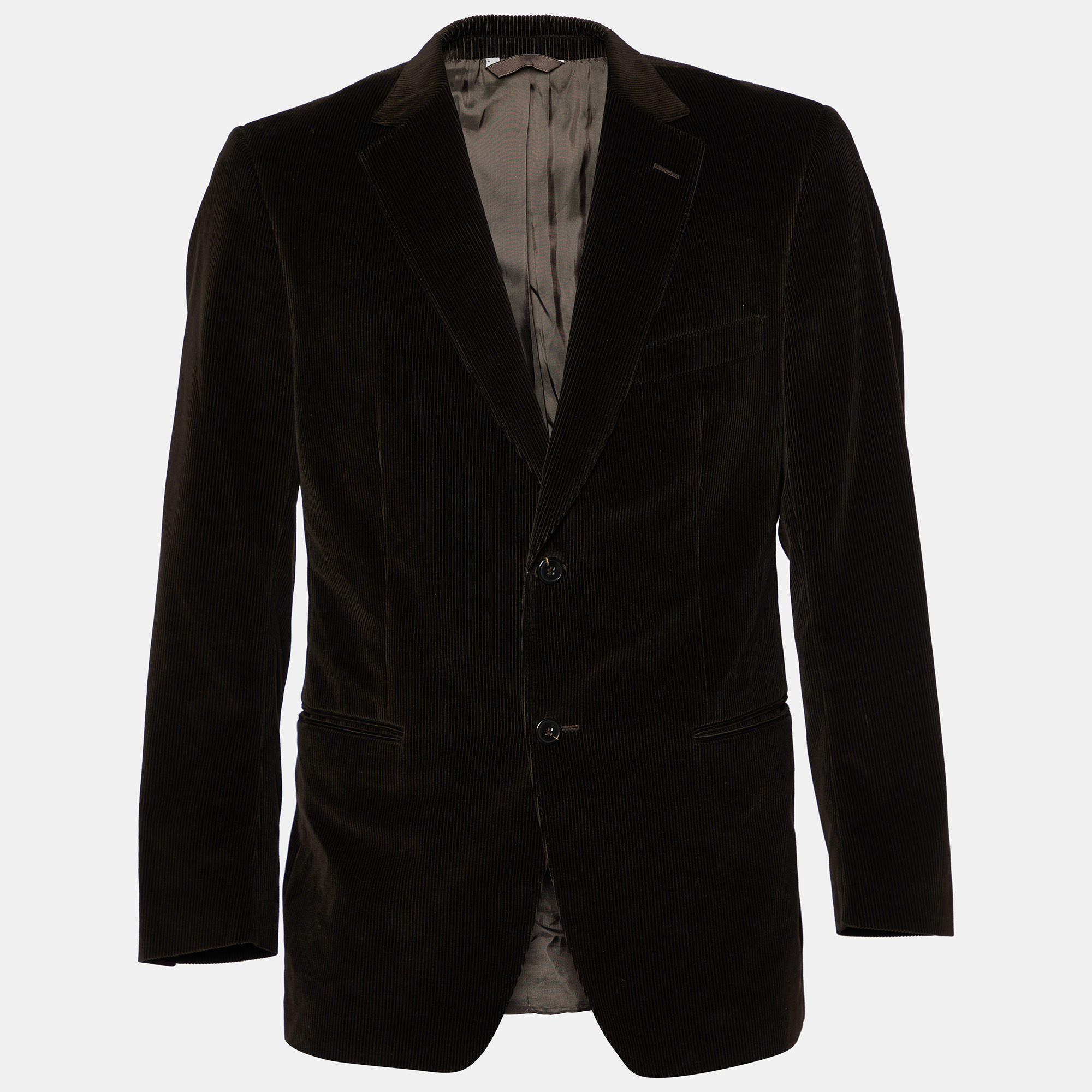Z Zegna Brown Corduroy Button Front Blazer L