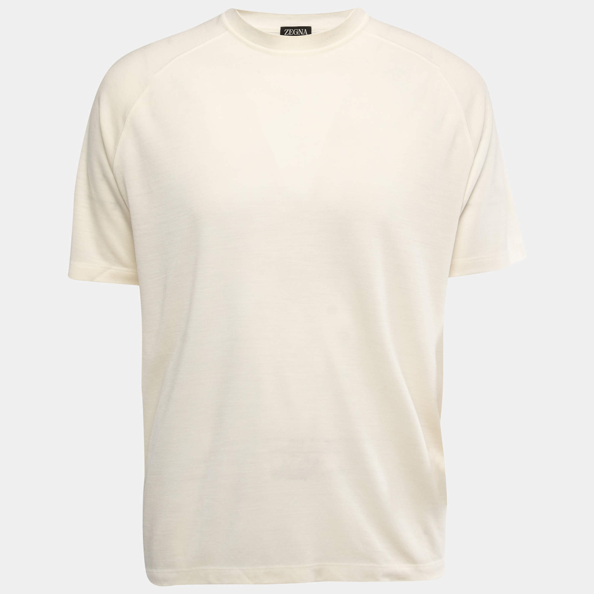Zegna Cream Wool High Performance Crew Neck T-Shirt XL