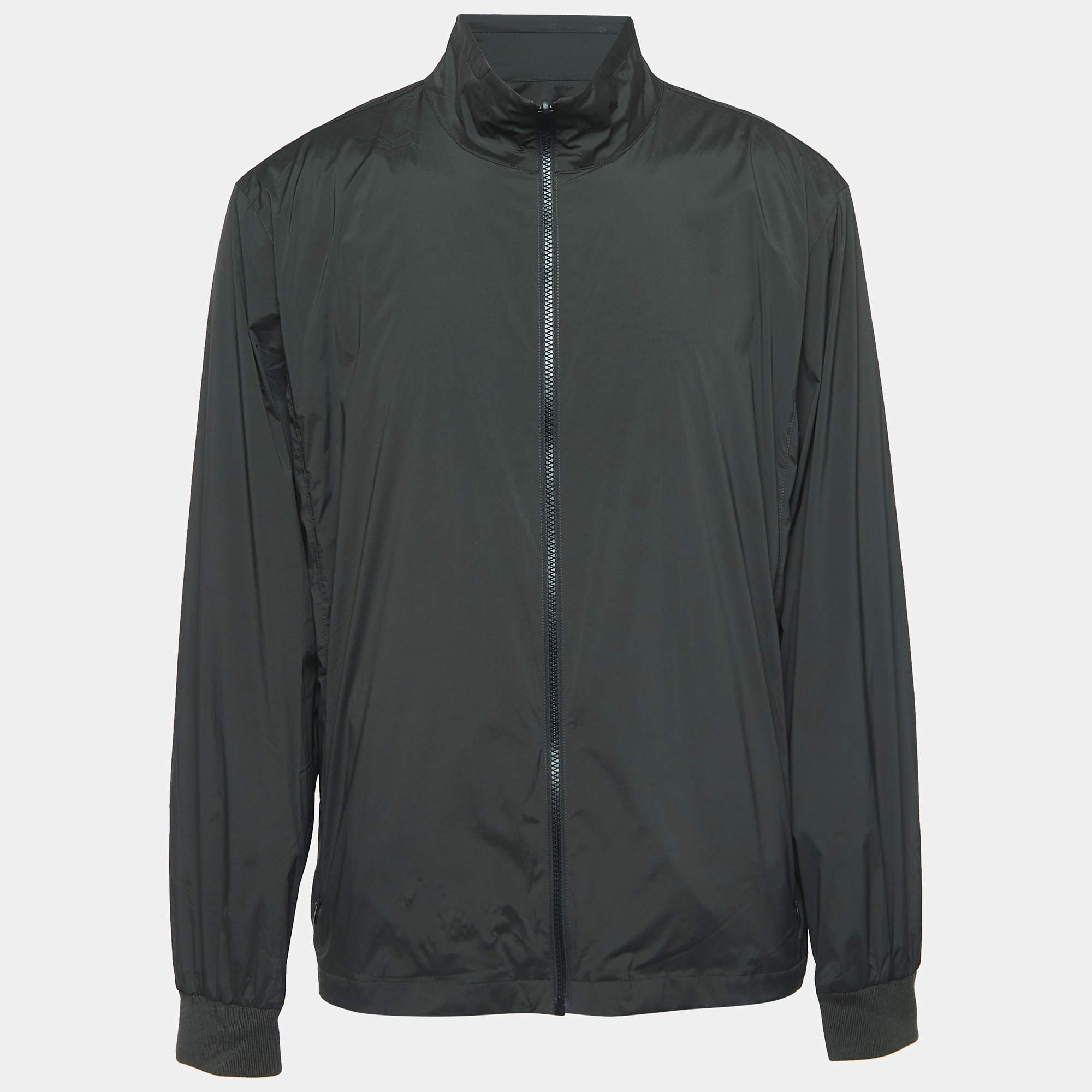 Z Zegna Dark Green Nylon & Wool Reversible Zip Front Jacket XL