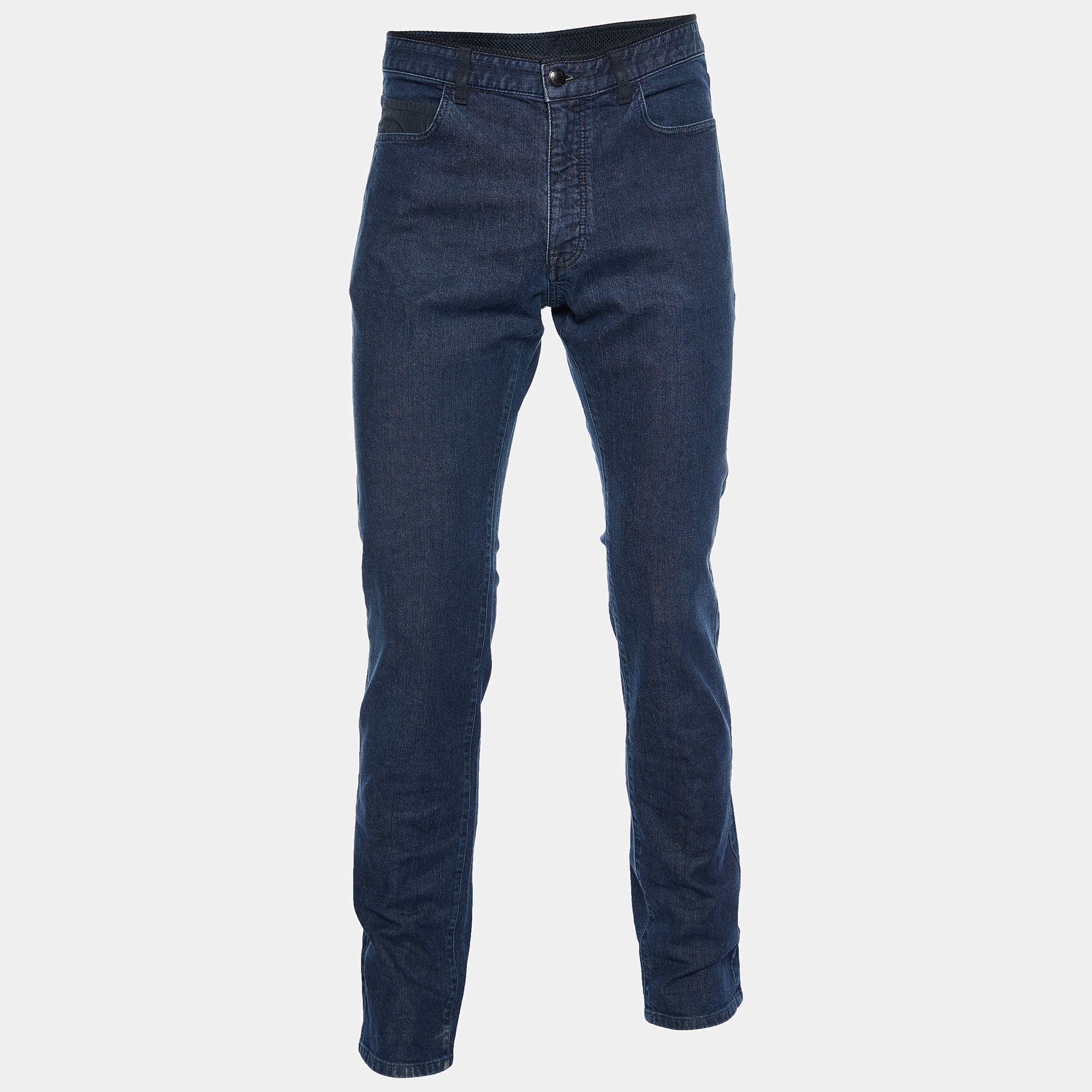 Z Zegna Navy Blue Denim Straight Leg Jeans L