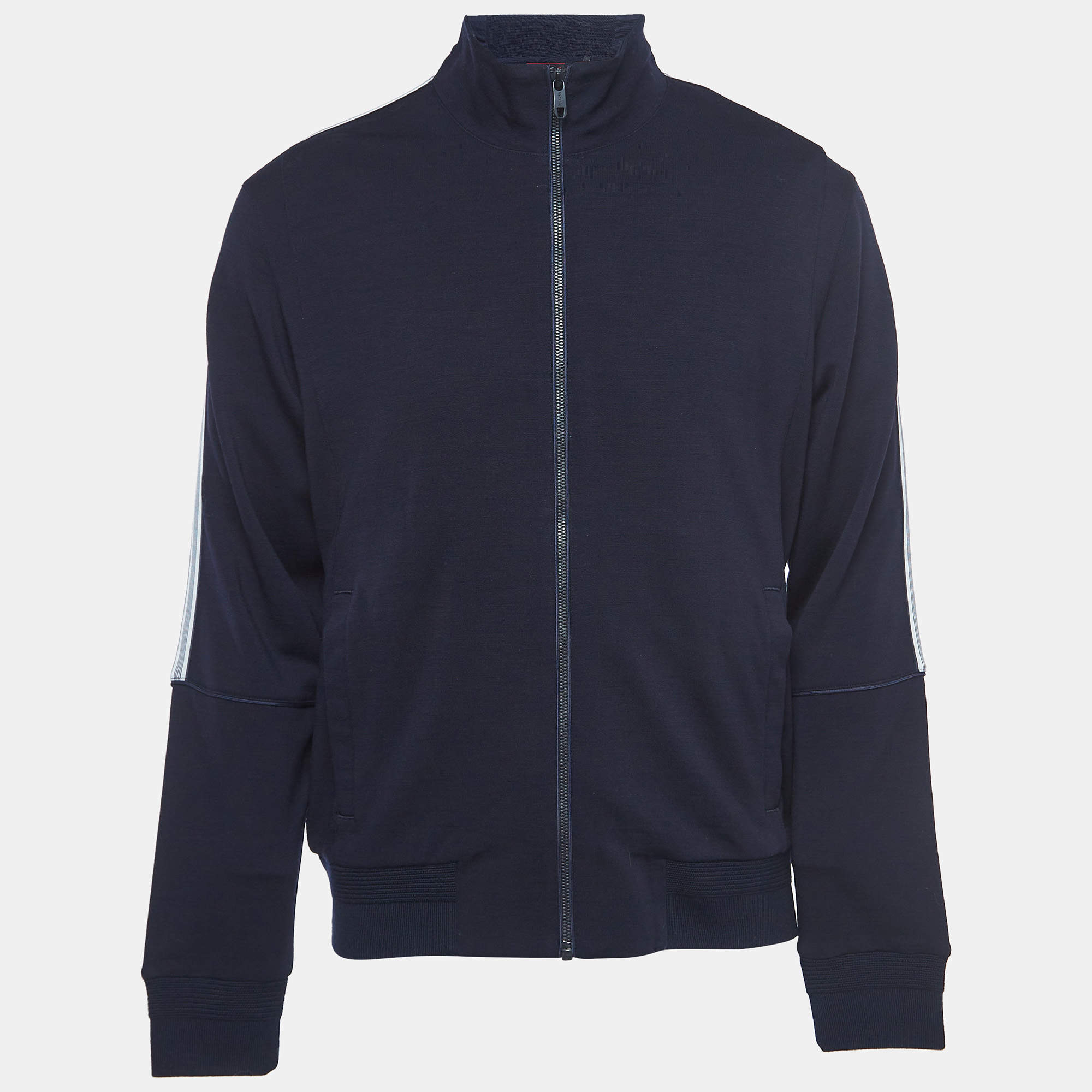 【一部予約販売】 Techmerino Zegna Z Navy Zegna Z L Jacket Front Zip Wool Blue トップス