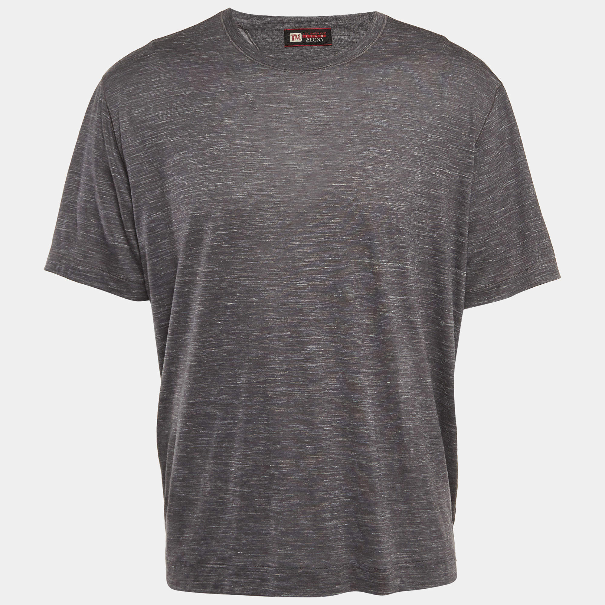 Pre Owned Z Zegna Grey Wool Blend Jersey Crew Neck T-Shirt XXL