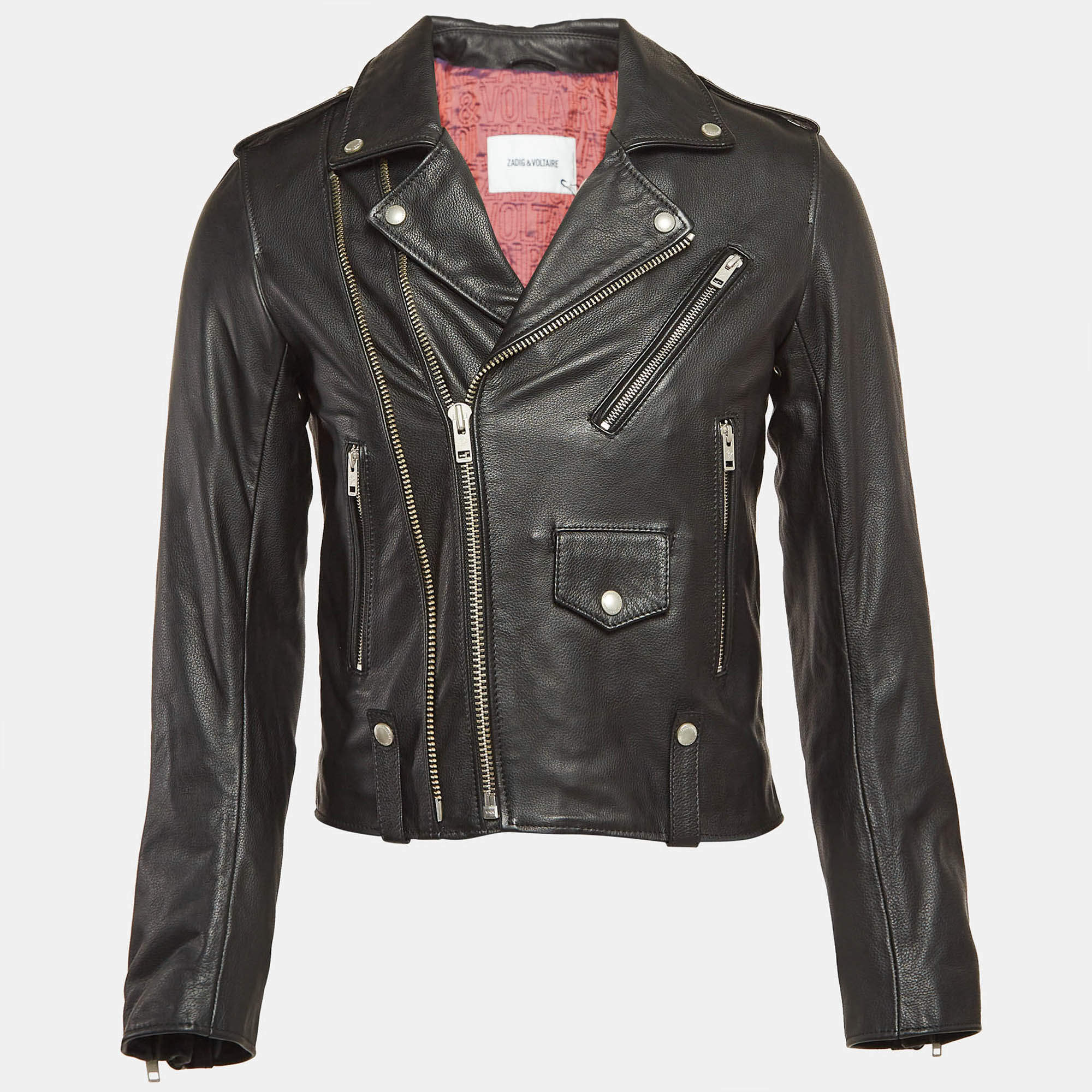 Zadig & Voltaire Black Leather Louis Biker Jacket M