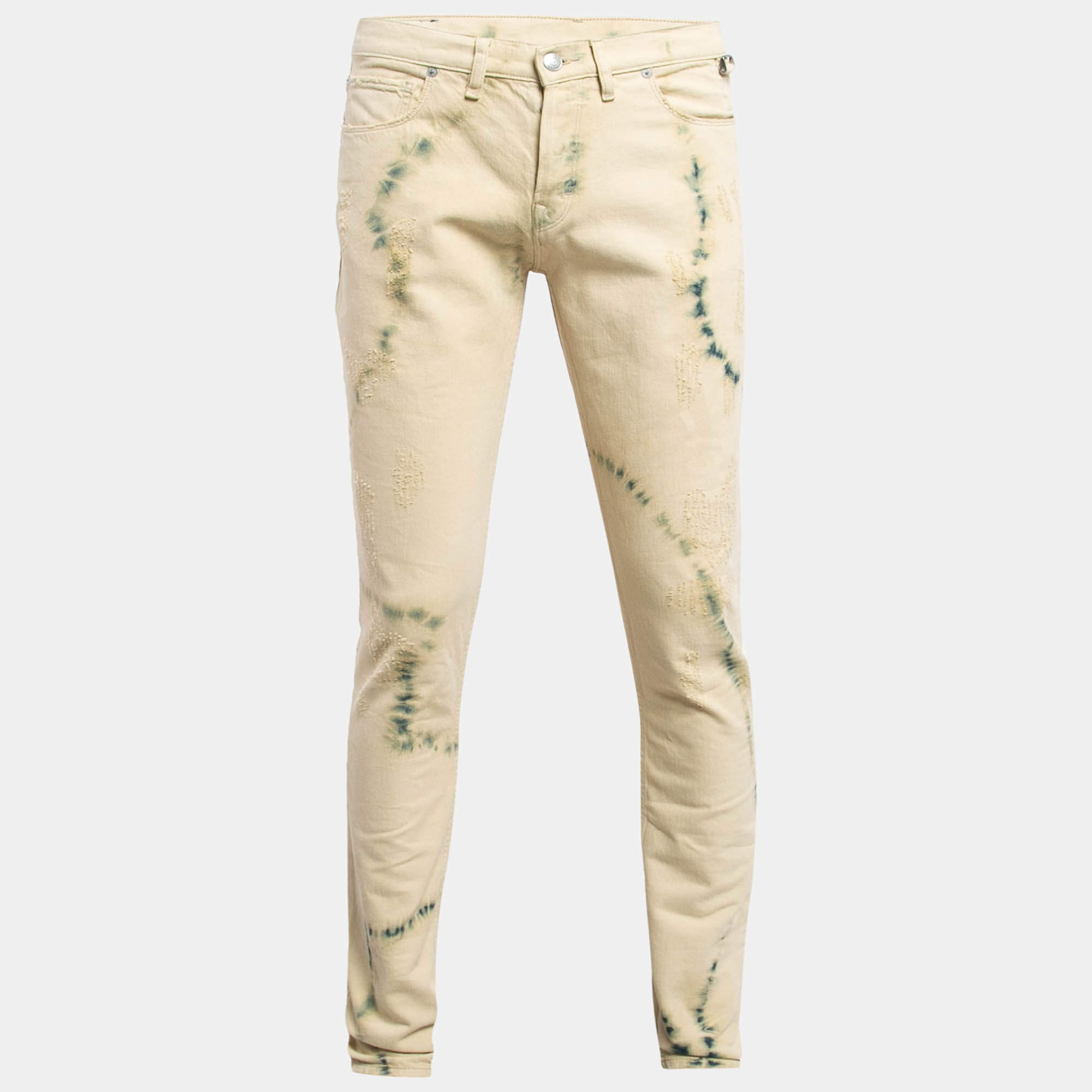 Pre Owned Zadig & Voltaire Cream Tie Dye Denim David Jeans S Waist 31"