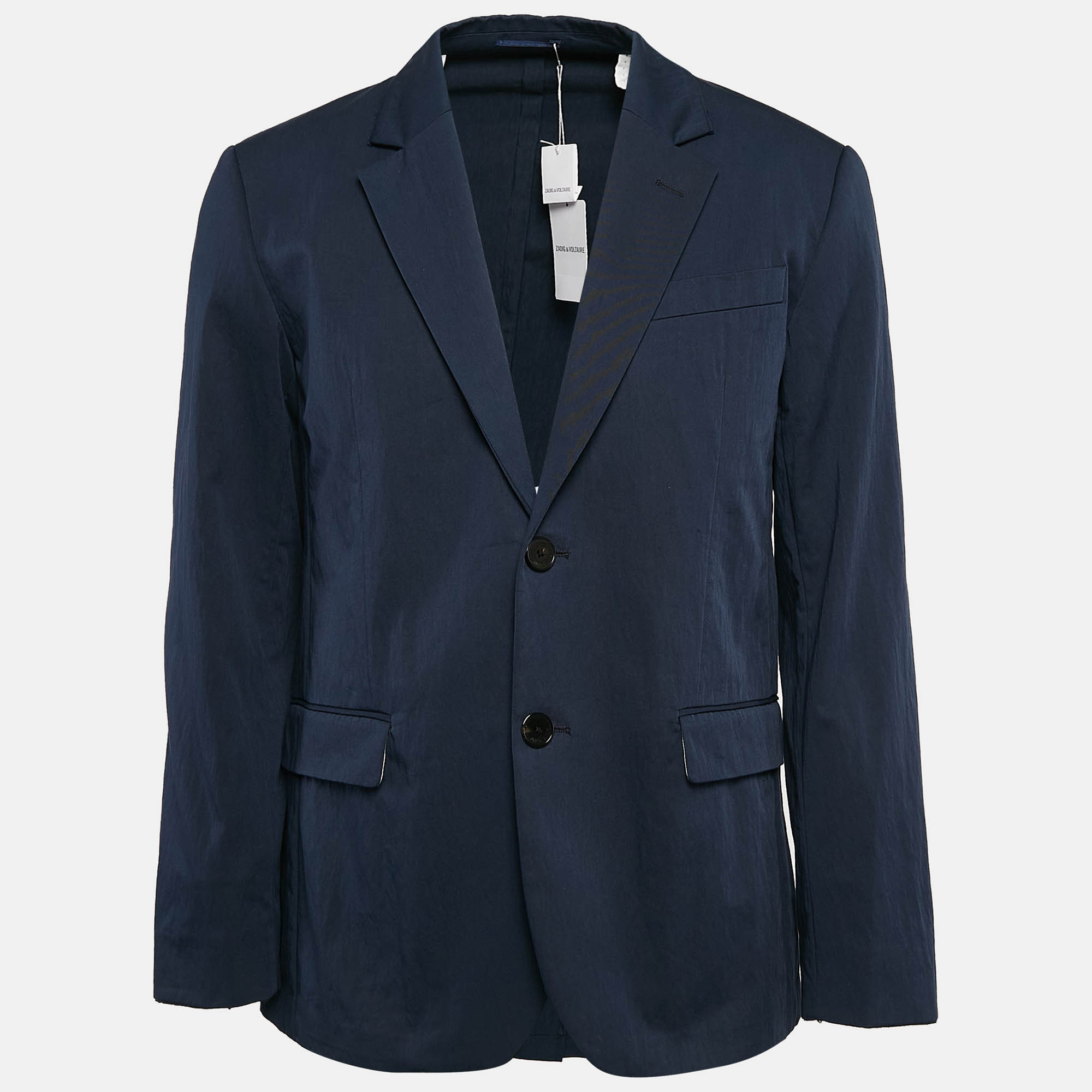 Zadig & Voltaire Navy Blue Cotton Blend Single Breasted Venice Blazer M