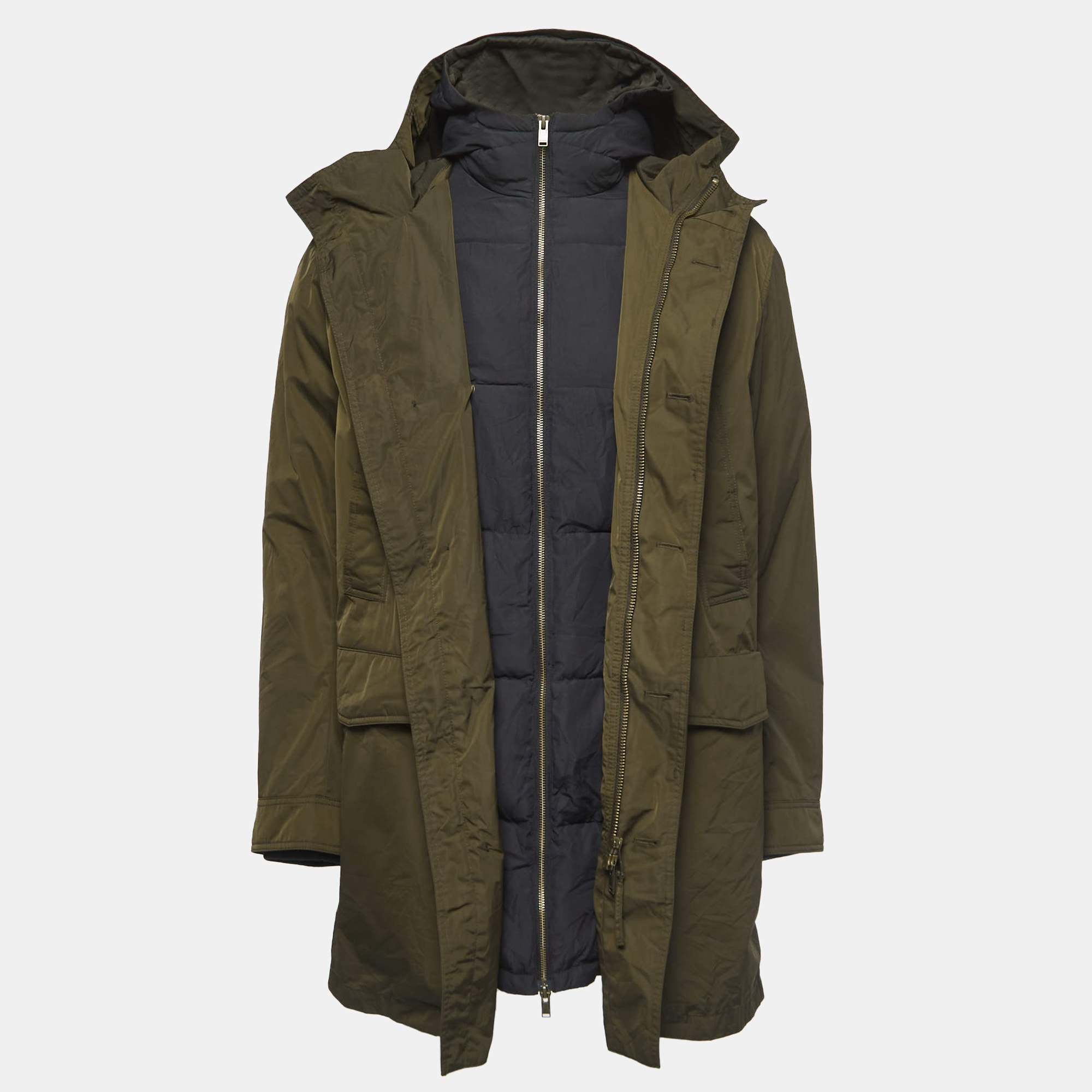 Zadig & Voltaire Green Synthetic Detachable Lining Bob Parka Jacket L