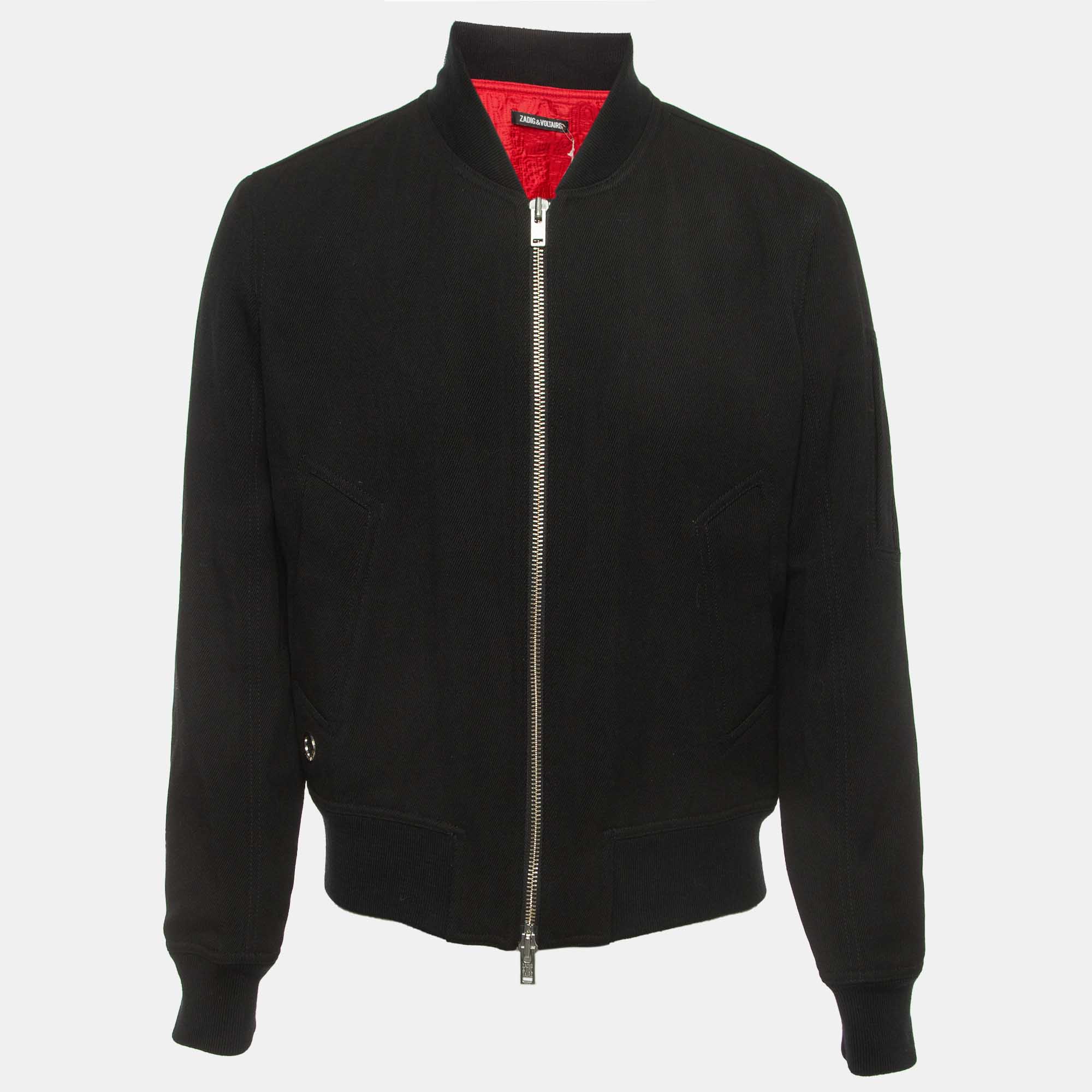 Zadig & Voltaire Black Wool Blend Zip Front Jacket XL