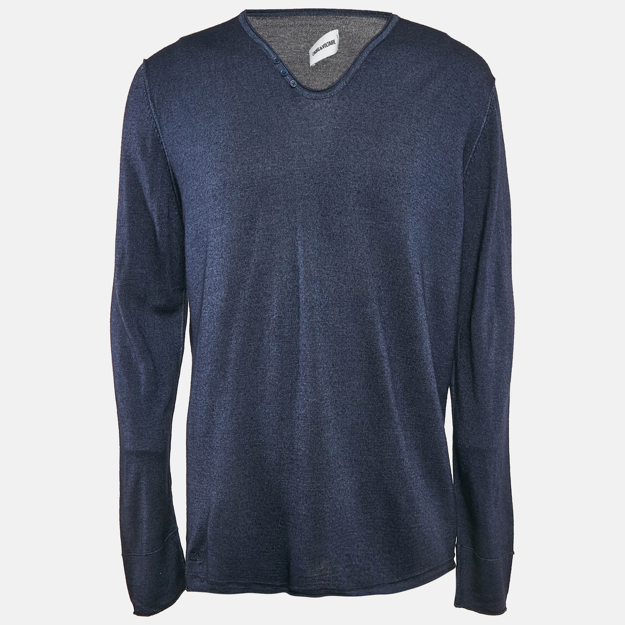 Pre Owned Zadig & Voltaire Agathe Blue Cotton Monastir Henley T-shirt XL