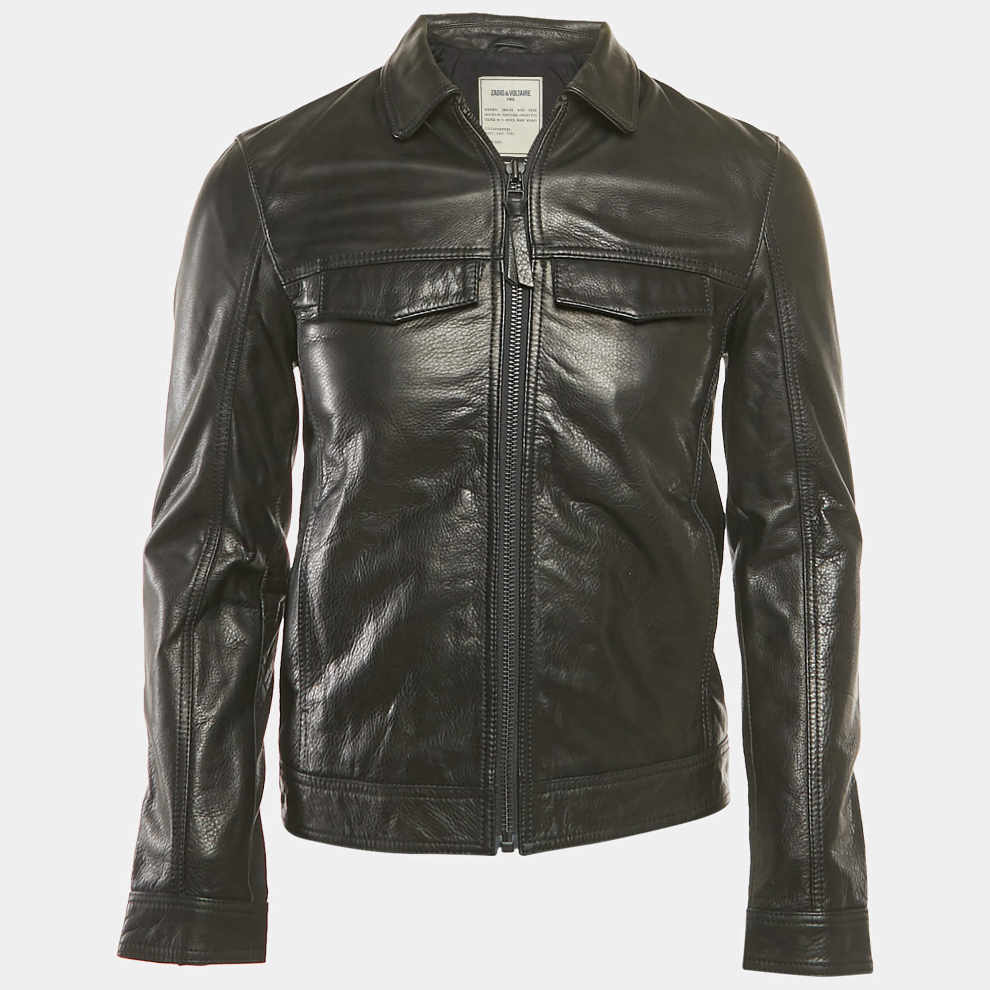 Zadig & Voltaire Black Leather Zip-Up Lasso Jacket XS