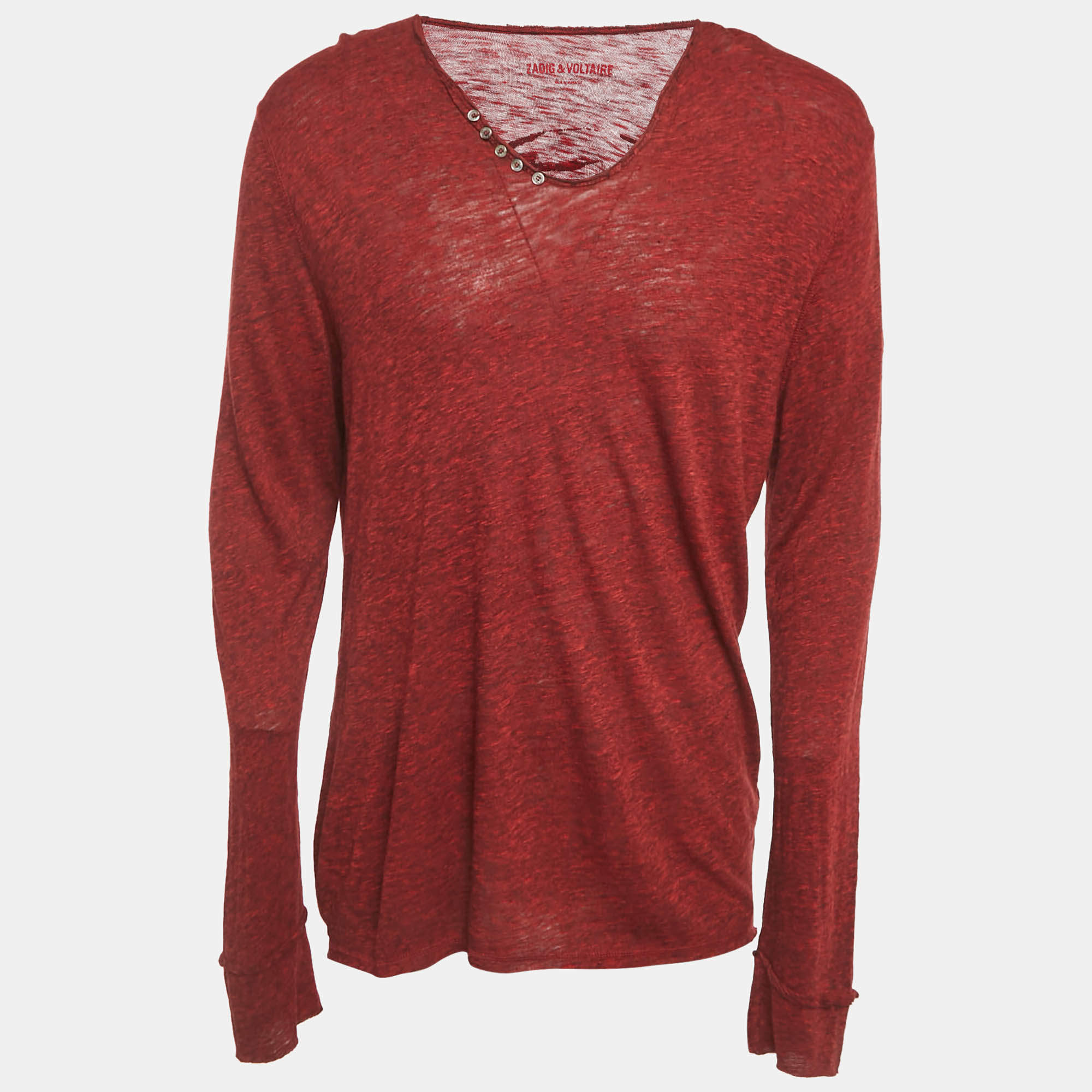 Pre Owned Zadig & Voltaire Red Jersey Monastir Overdyed T-Shirt XL