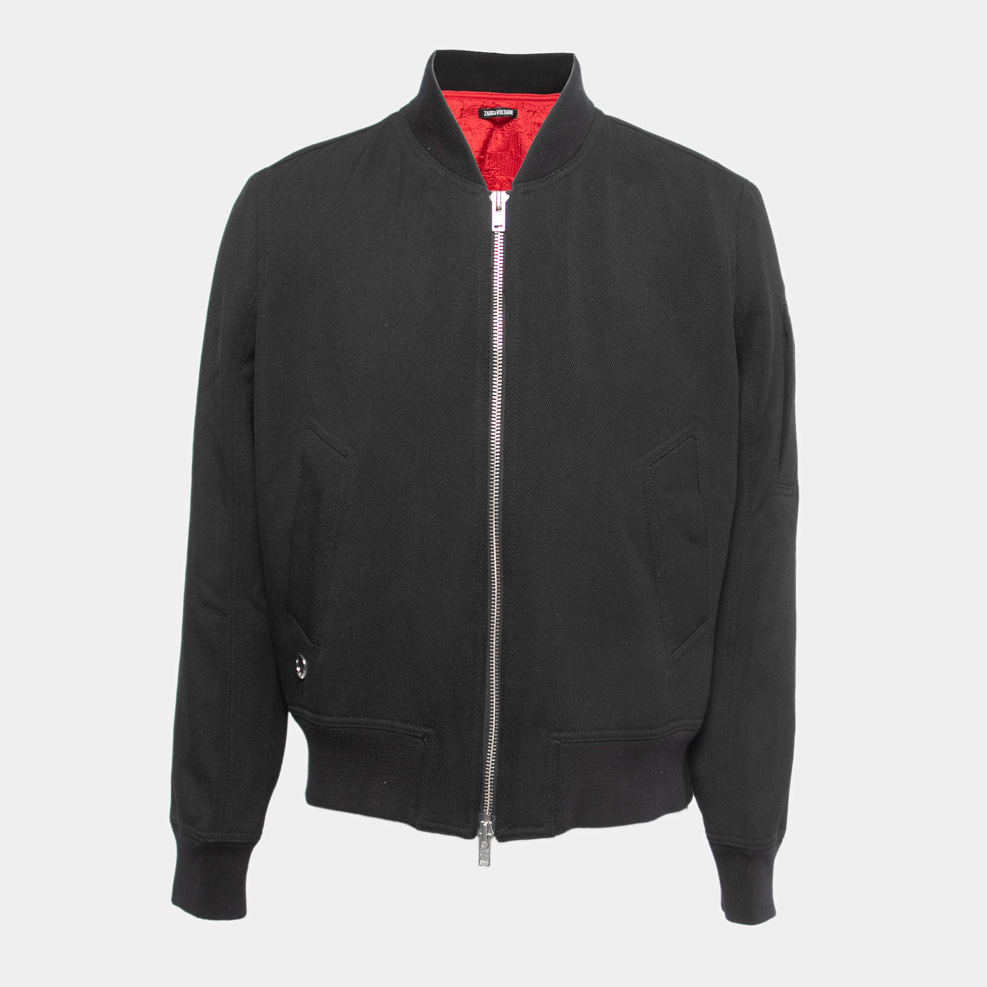 Zadig & Voltaire Black Wool Blend Zip Front Jacket XL