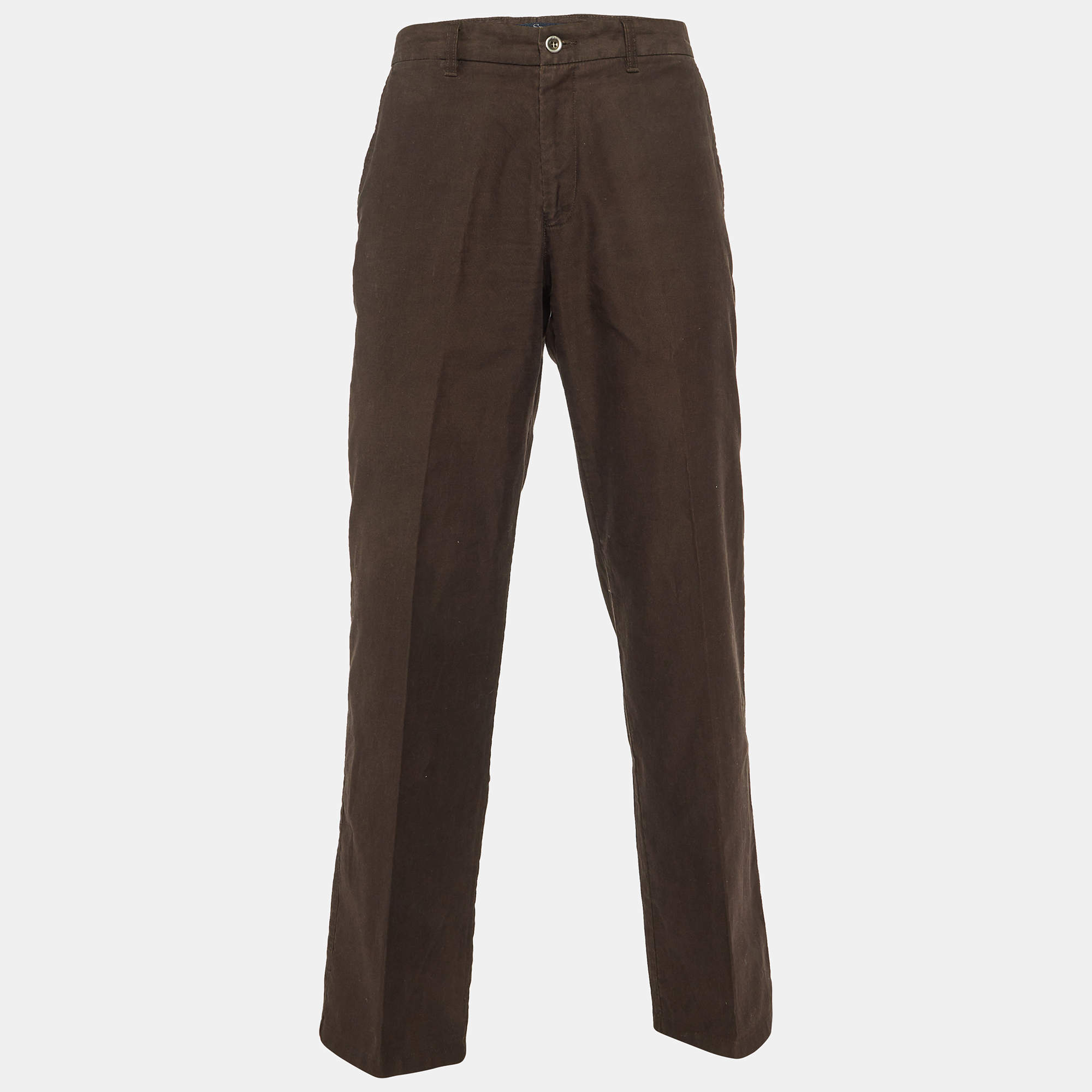 Zegna Sport Brown Cotton Regular Fit Pants L/Waist 34"
