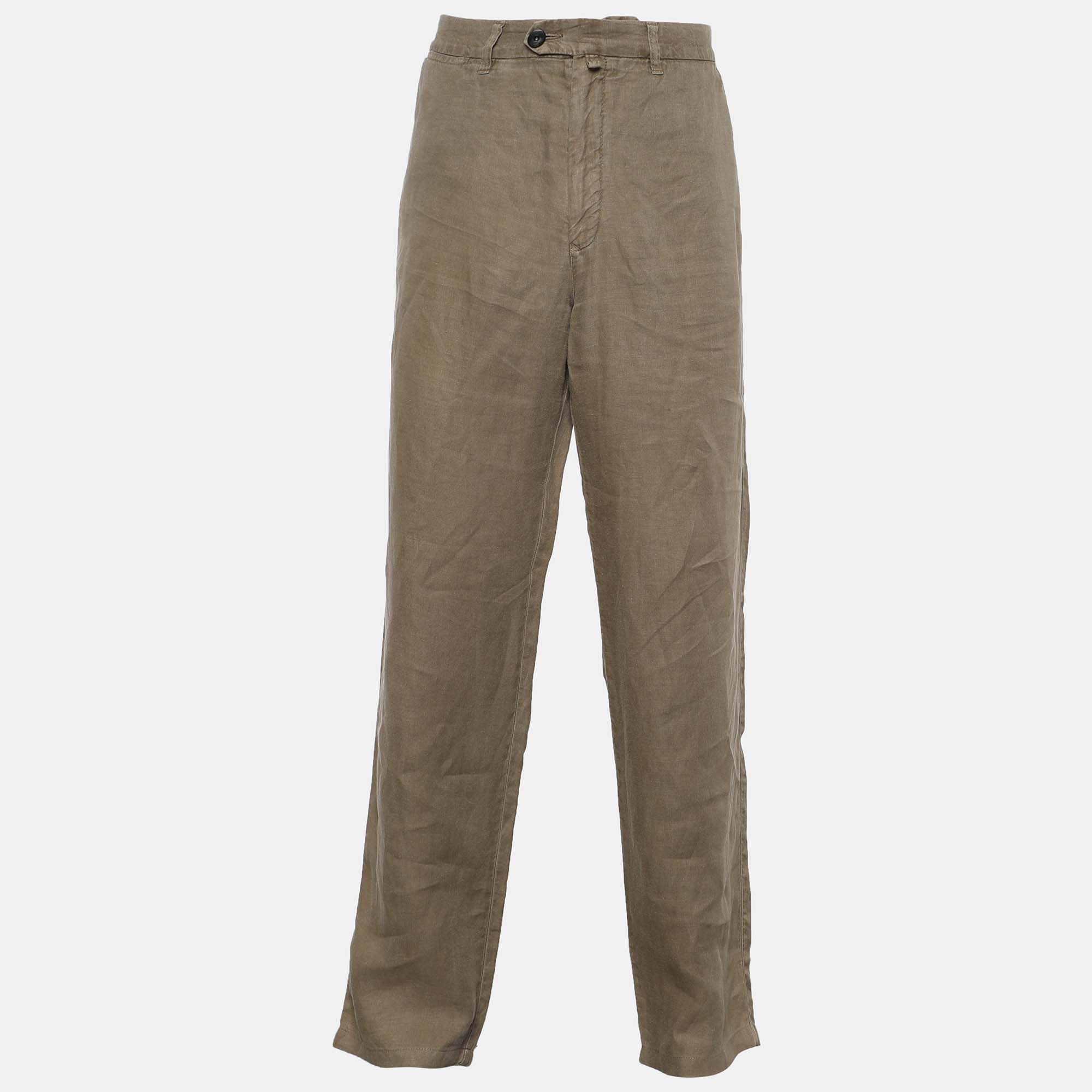 Zegna Sport Beige Linen Regular Fit Pants XL  
