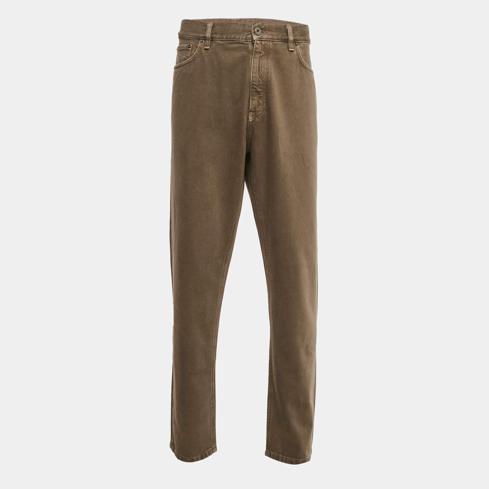 Pre Owned Zegna Brown Denim Classic Fit Jeans XXL/Waist 38"