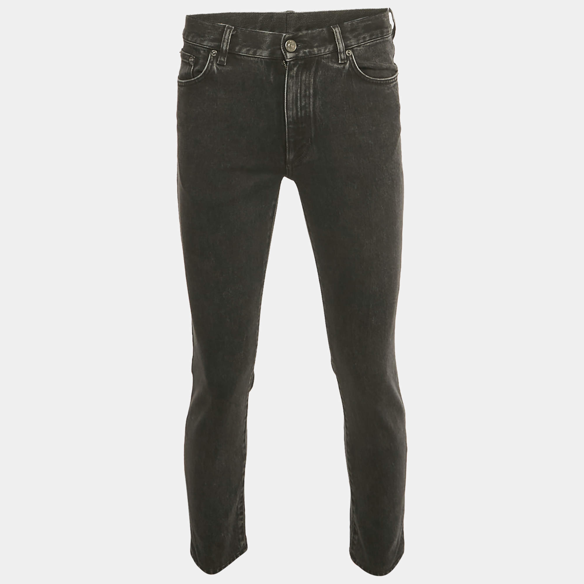 Pre Owned Zegna Faded Black Denim Slim Fit Jeans M/Waist 30"