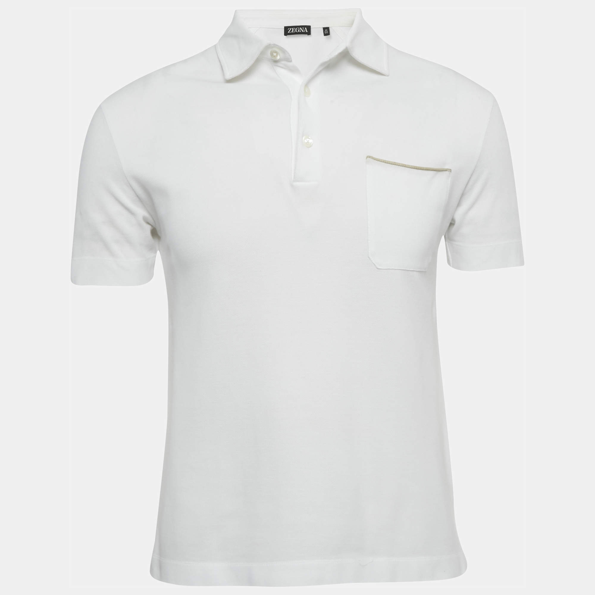 مملوكة مسبقًا Zegna White Cotton Pique Polo T-Shirt M