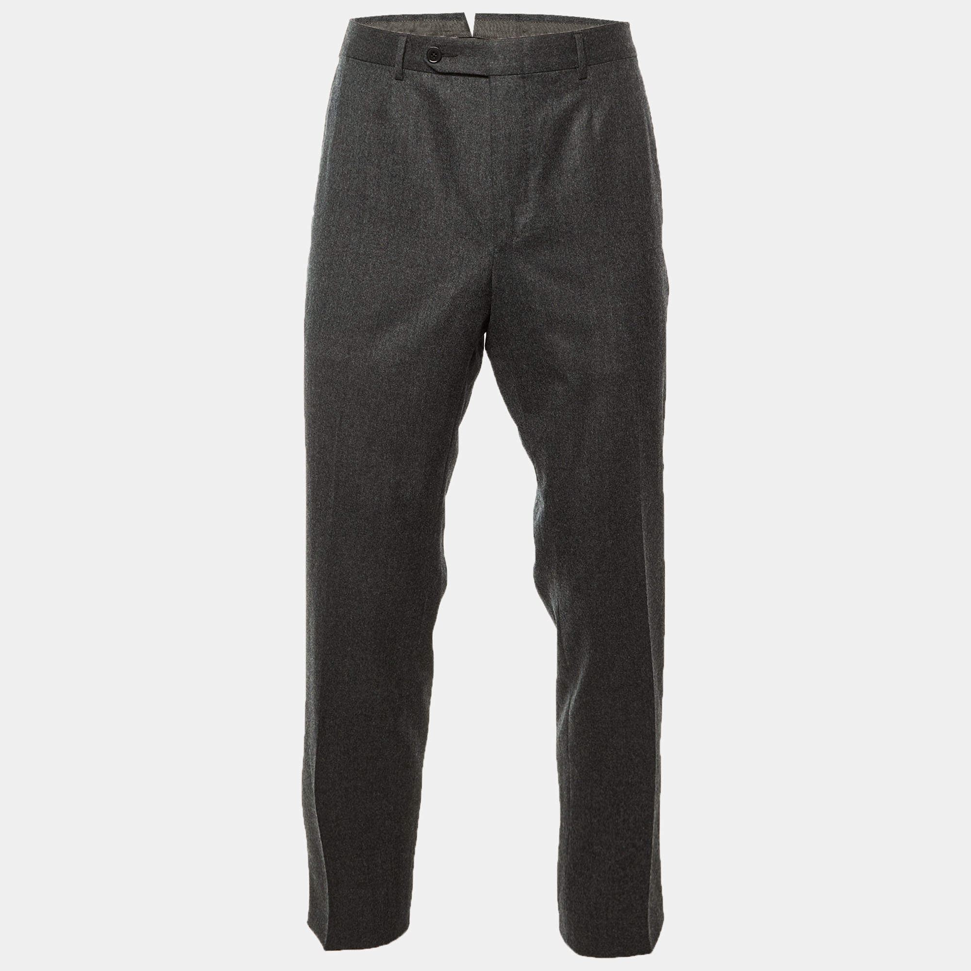 Pre Owned Zegna Grey Wool Sumisura Pants 2XL