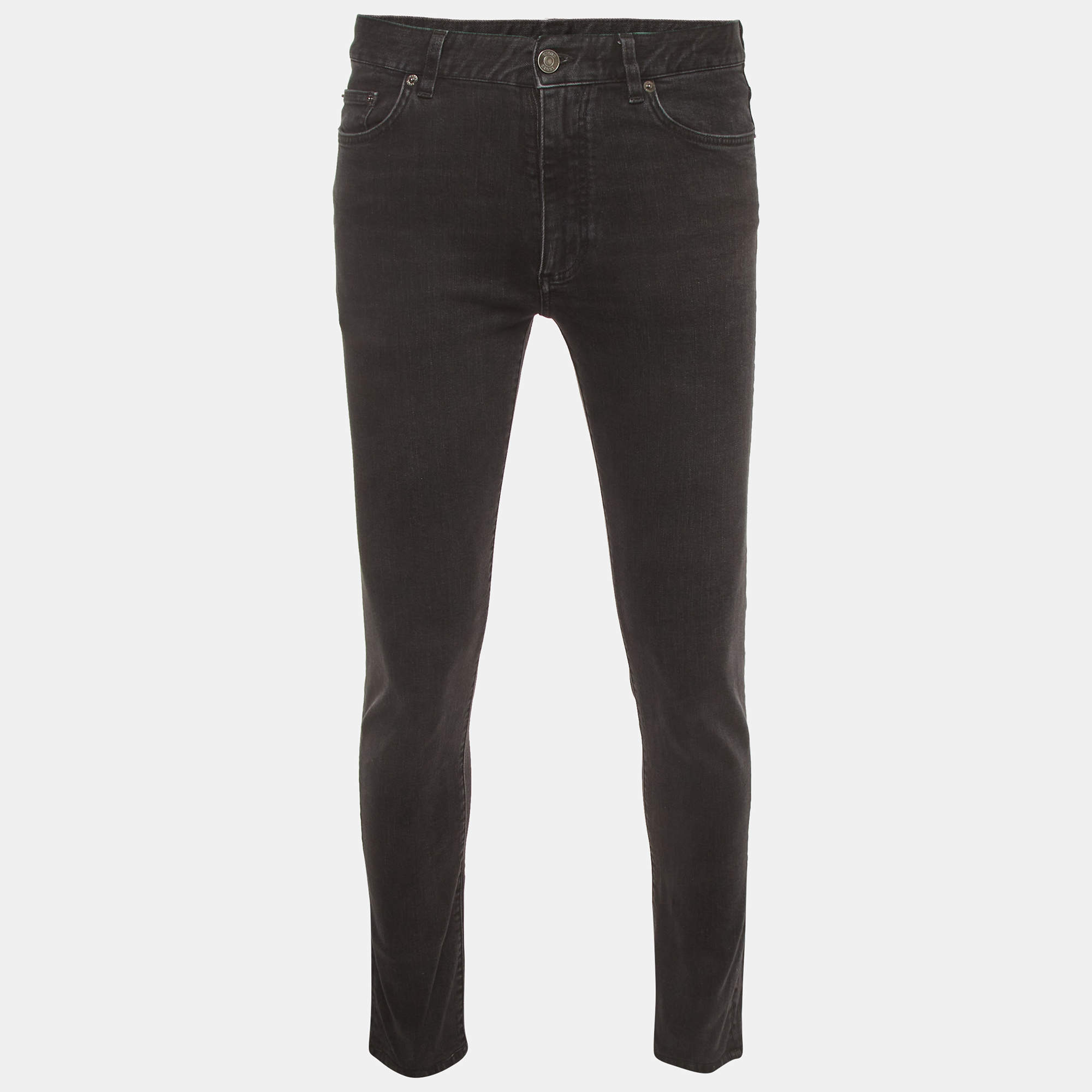 مملوكة مسبقًا Zegna Black Denim Slim Fit Jeans S/ Waist 32"