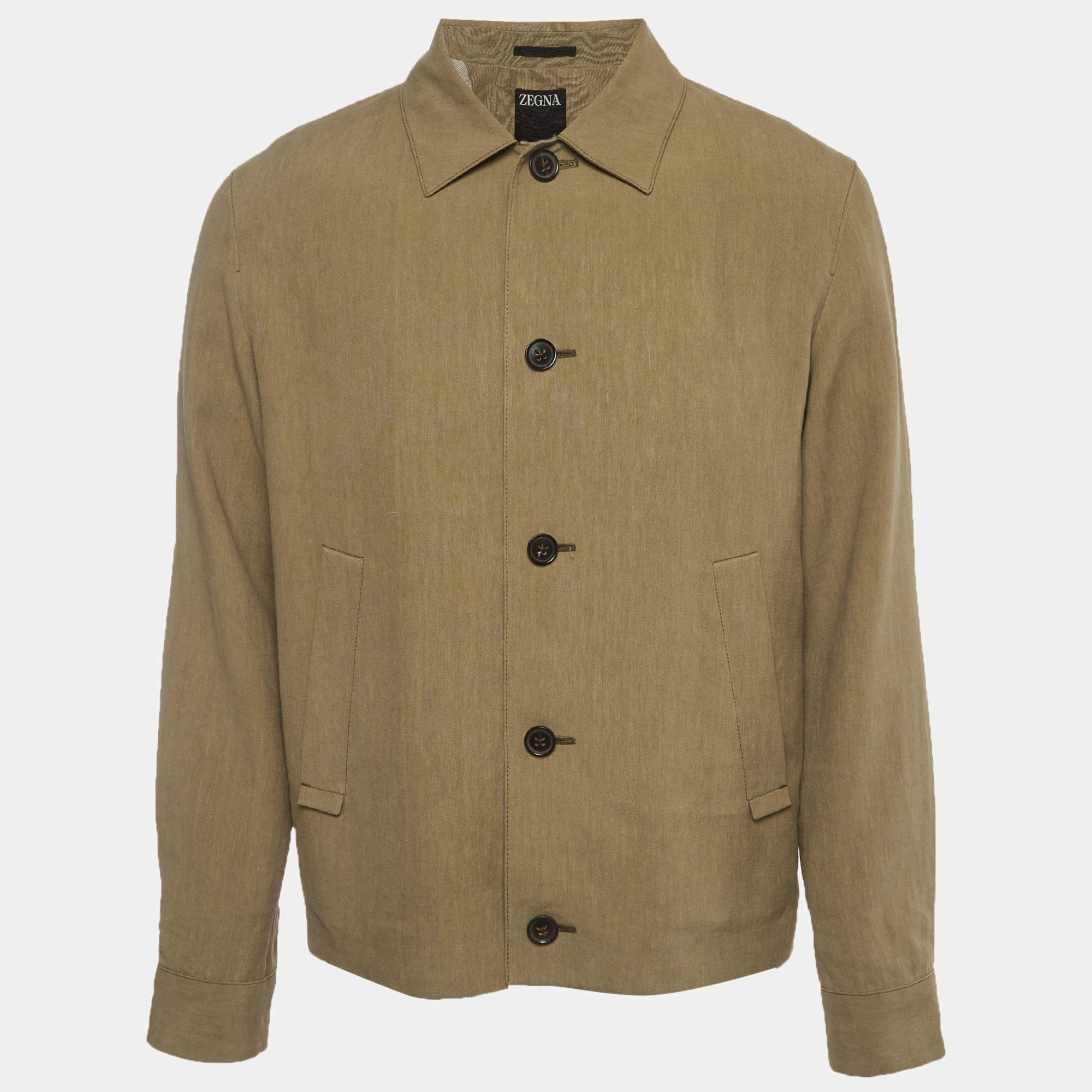 Pre Owned Zegna Beige Linen Long Sleeve Jacket XS