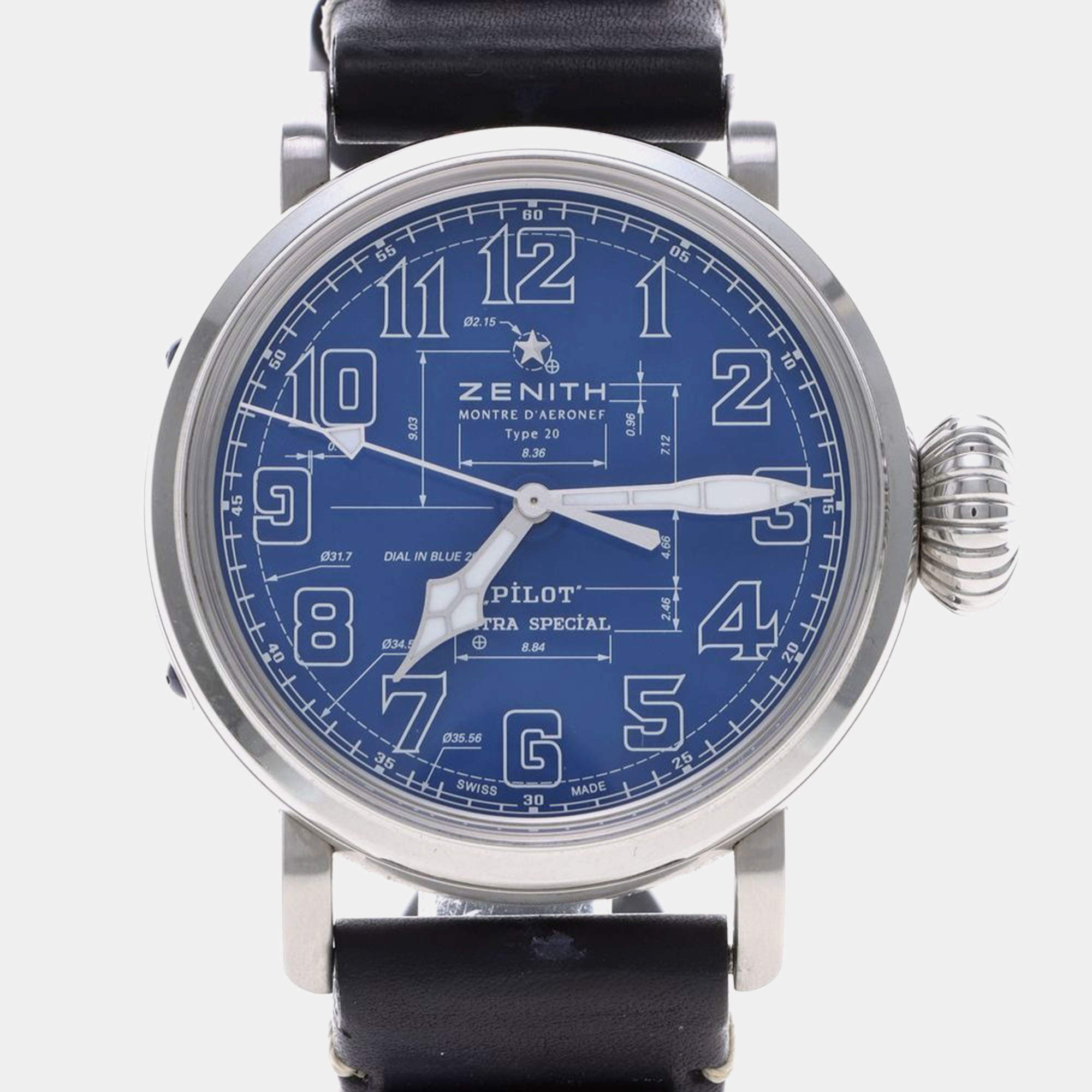 Pre Owned Zenith Pilot 03.2435.679 Automatic Stainless Steel Men's Wristwatch 45 mm