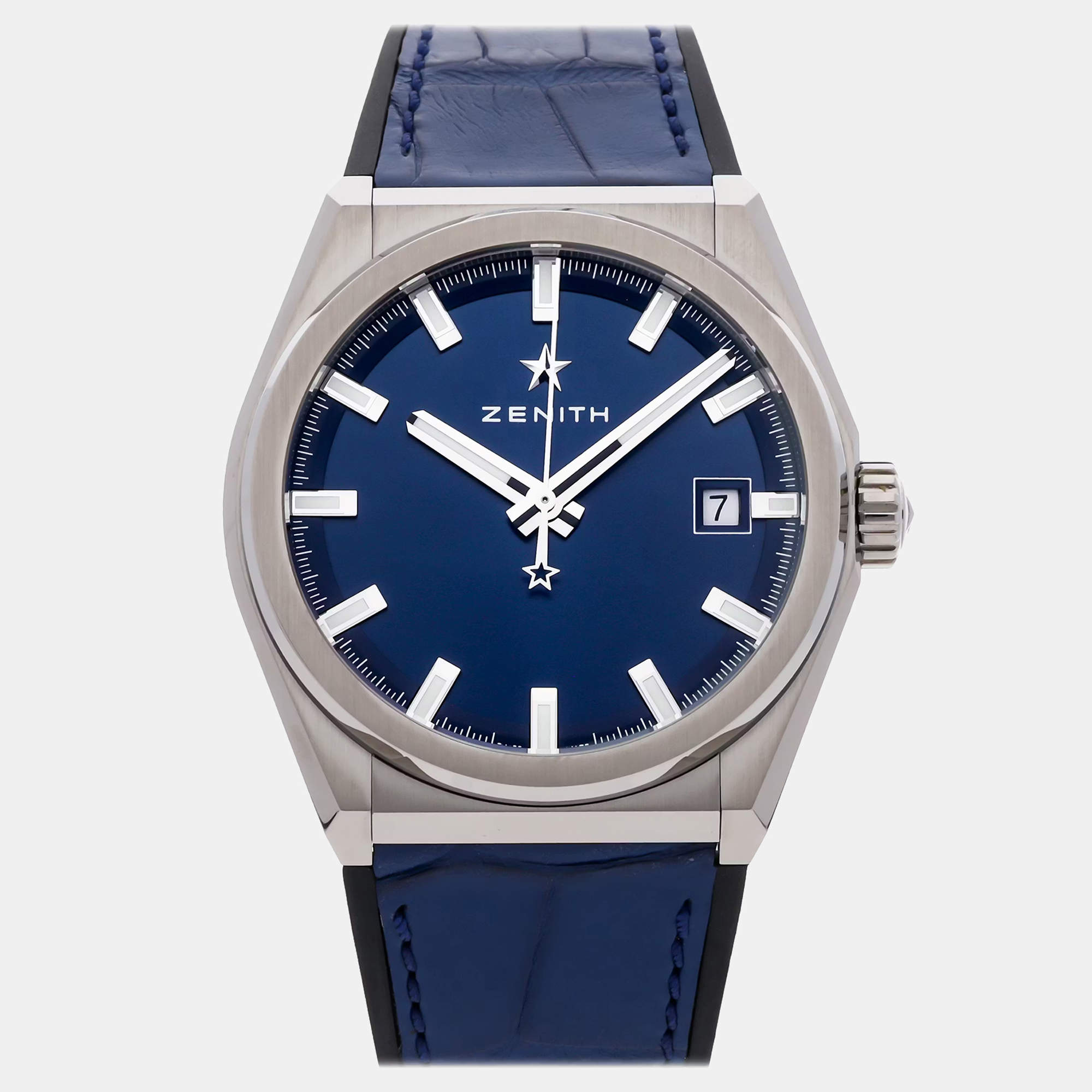 مملوكة مسبقًا Pre-Owned Zenith Defy Classic 95.9000.670/51.R584 Blue Automatic Titanium Men's Wristwatch 41 mm