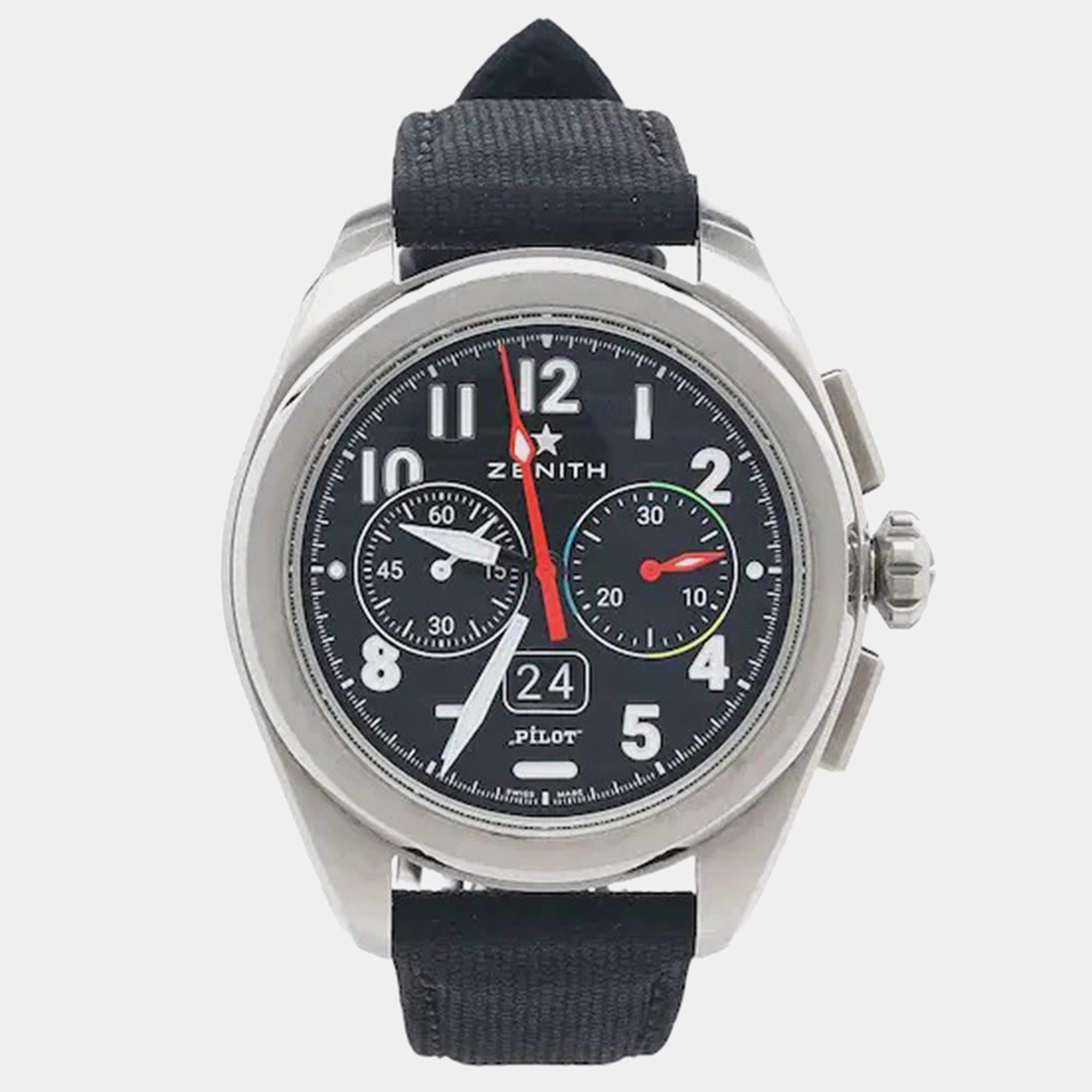 Pre Owned Zenith Pilot Type 20 03.4000.3652/21.I001 Black Stainless Steel Automatic Men's Wristwatch 42mm