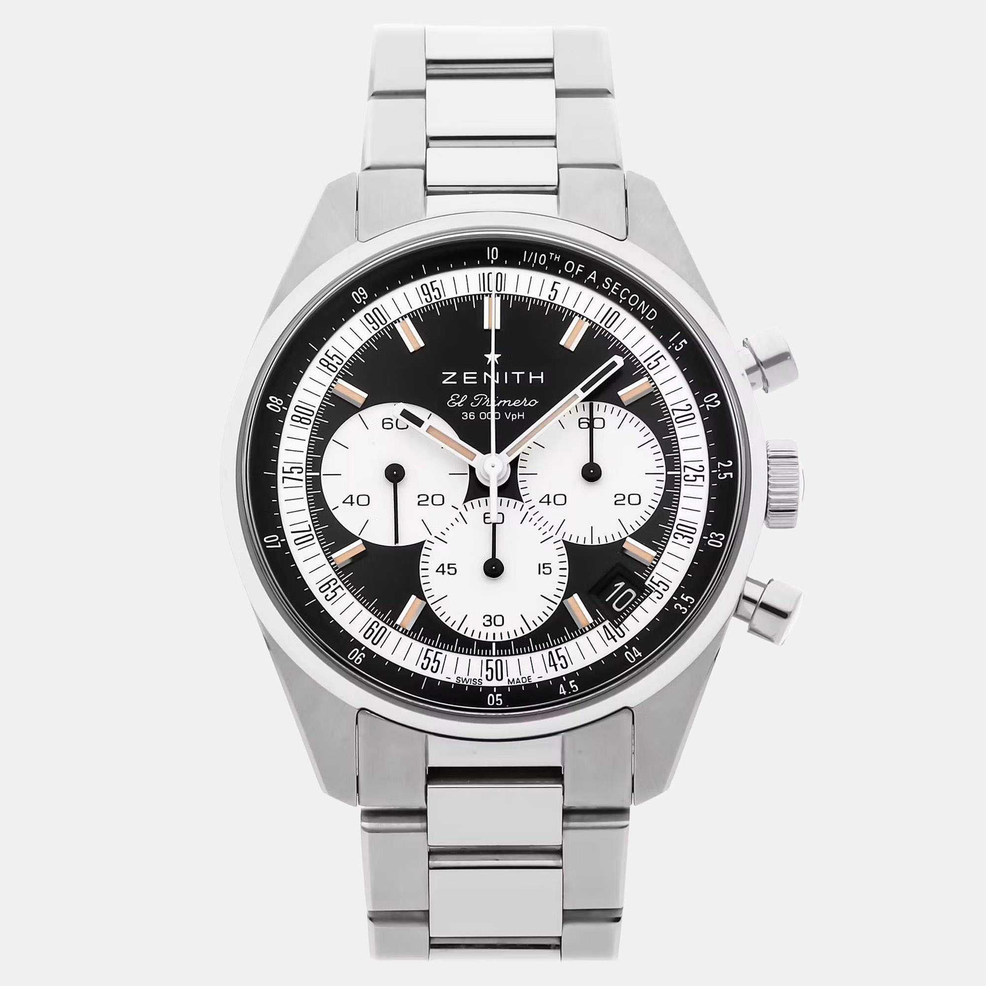 Pre Owned Zenith Chronomaster Original 03.3200.3600/21.M3200 Black Stainless Steel Automatic Men's Wristwatch 38mm