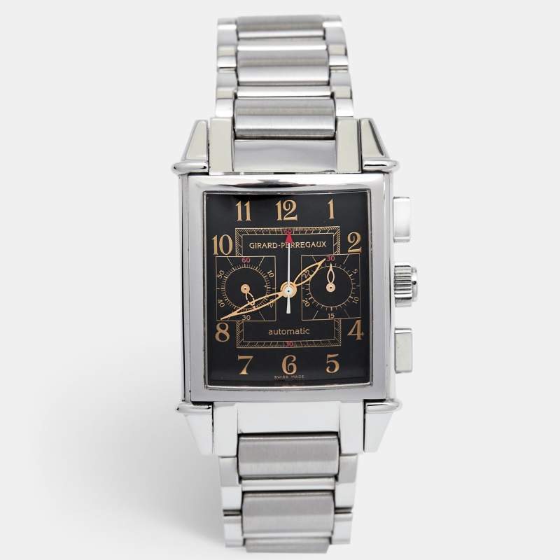 Girard Perregaux Black Stainless Steel Vintage 1945 Ref. 2599 Chronograph Men's Wristwatch 32 mm