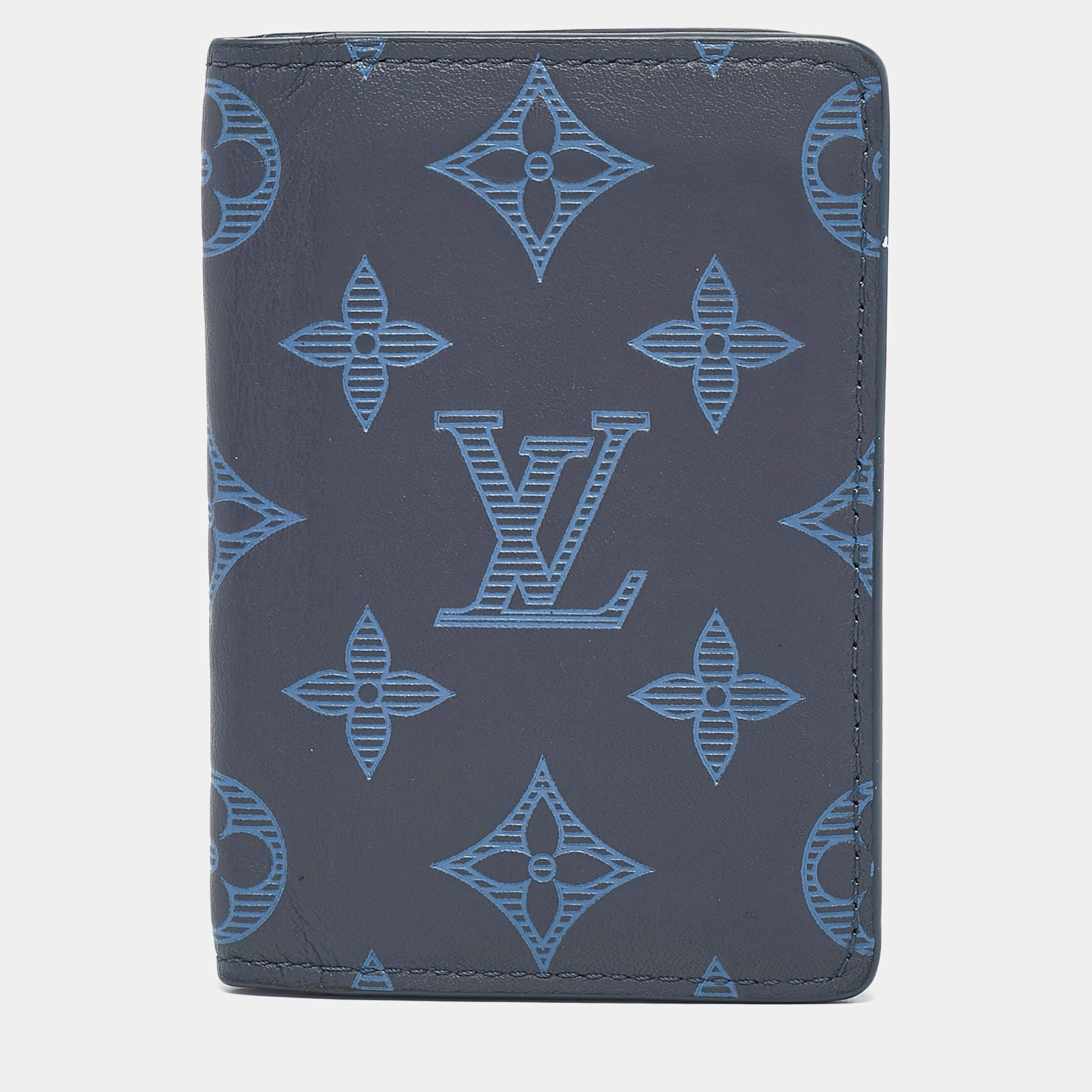Louis Vuitton Navy Blue Monogram Shadow Leather Pocket Organizer