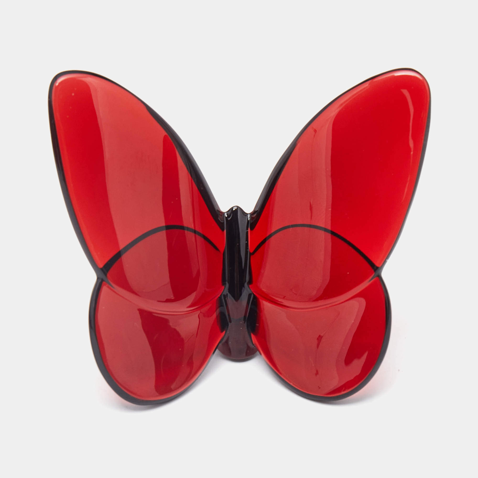 Baccarat Red Glass Lucky Butterfly Glint 