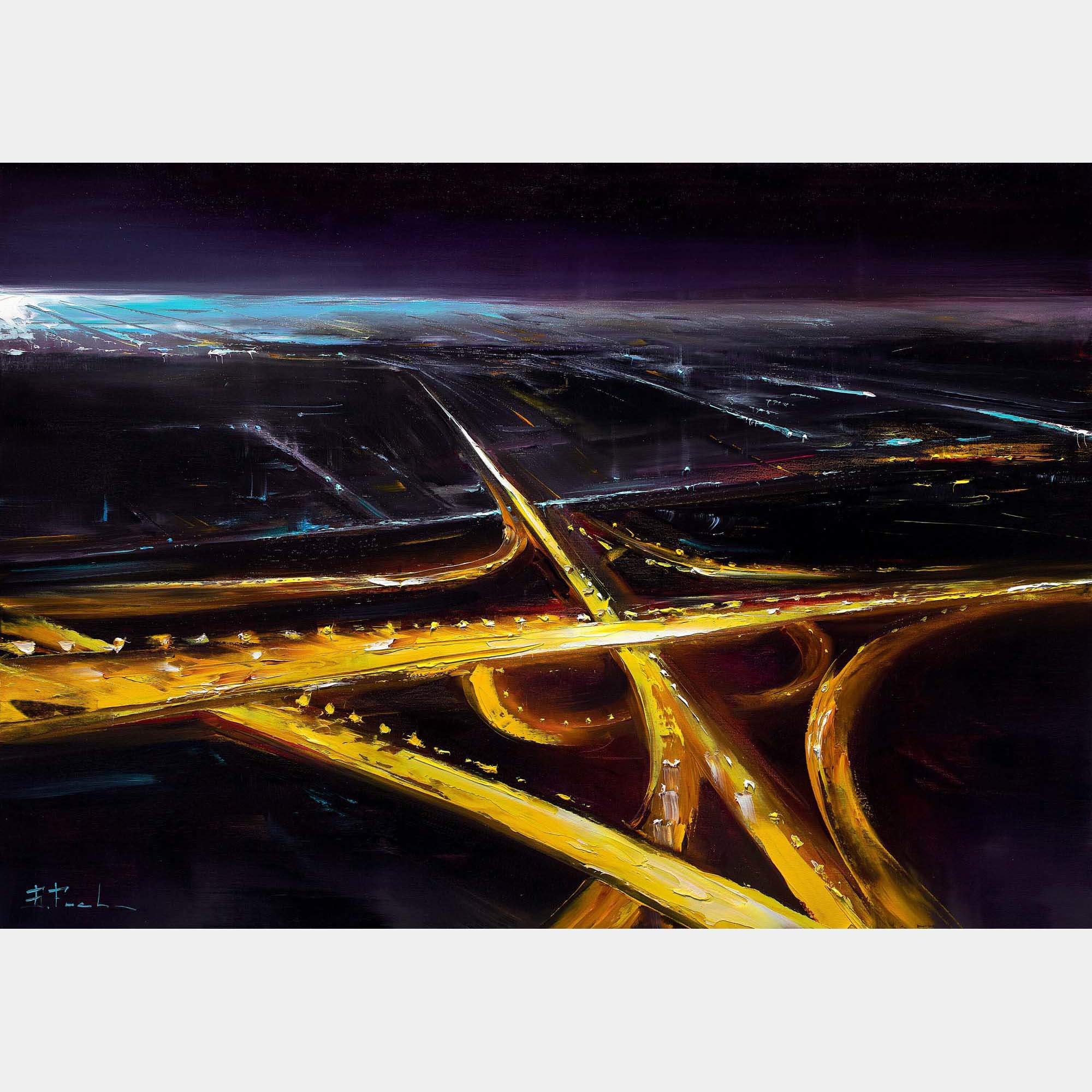 Aerial Night Cityscape By Bozhena Fuchs, Czechia,2023 (70 X 100)