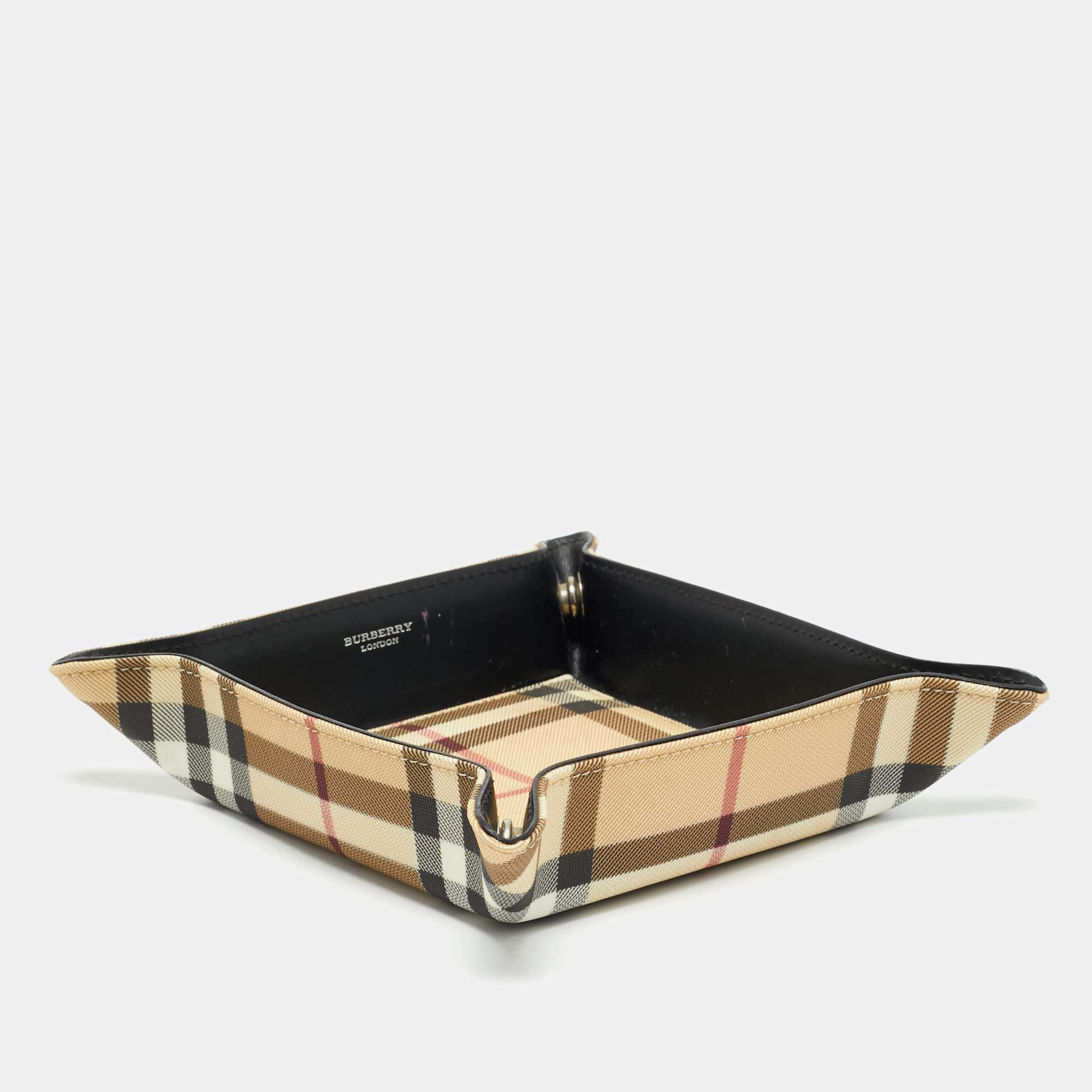 Burberry Beige Nova Check Coated Canvas Catchall Tray