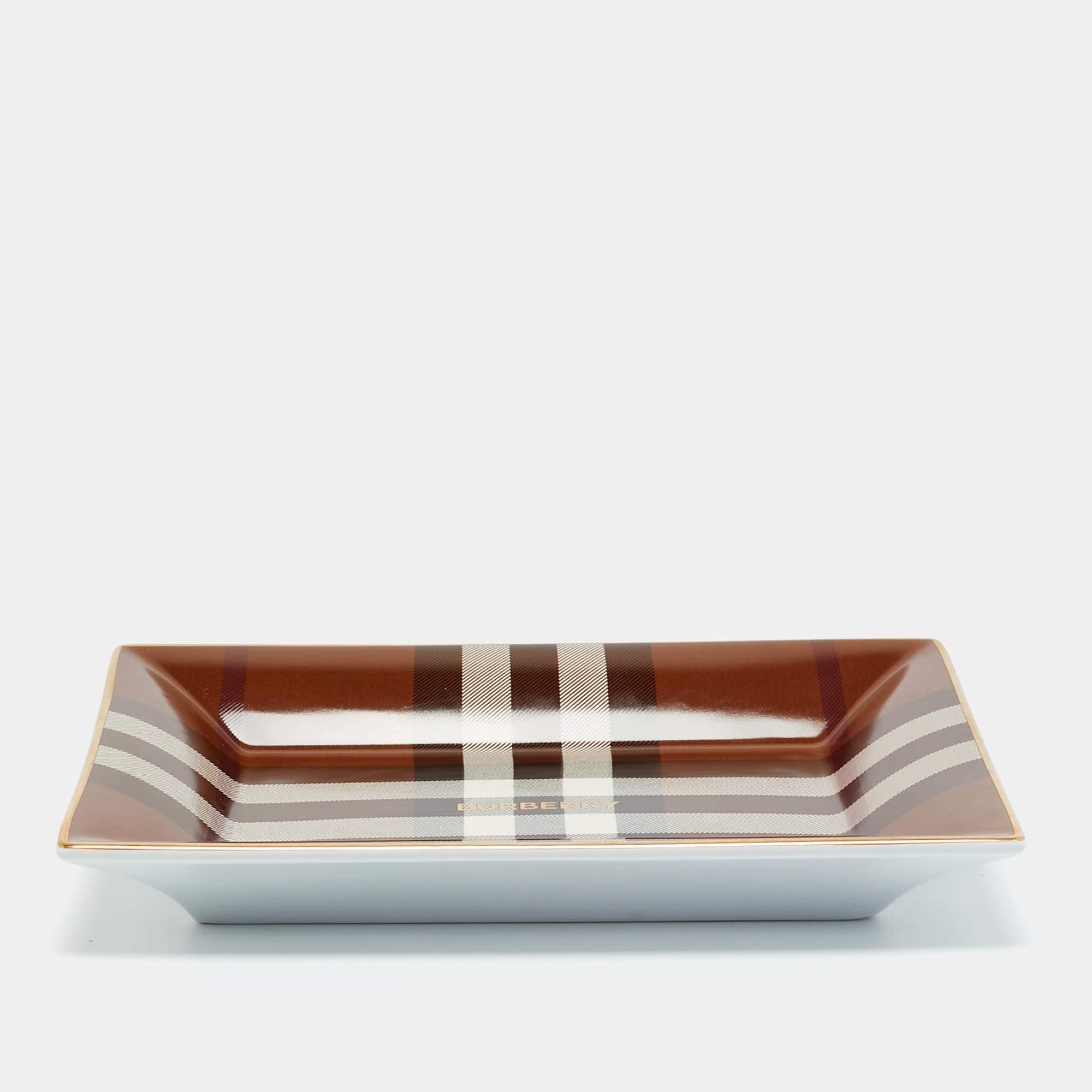 Pre Owned Burberry Brown Digby Check Valet Tray