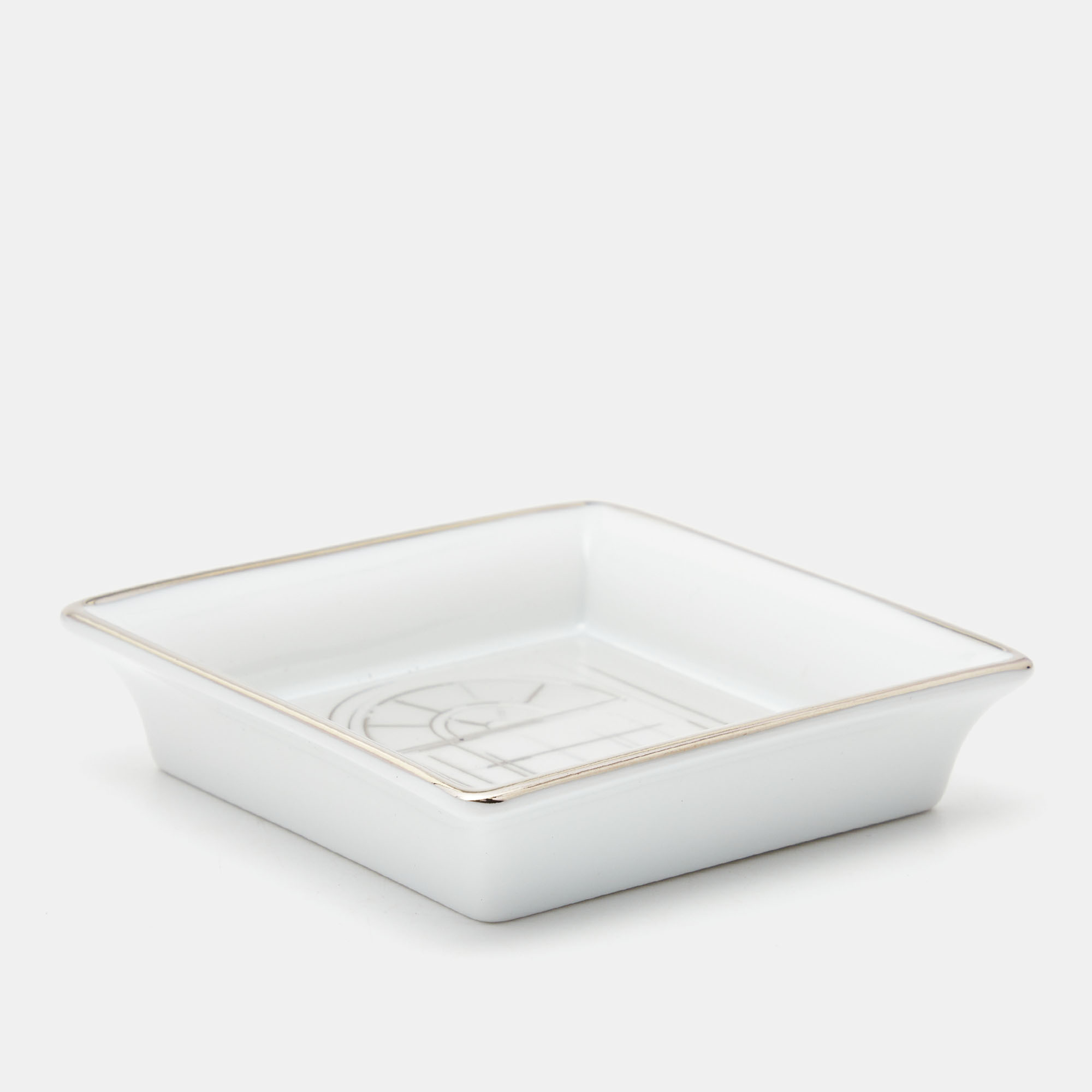 Cartier Porcelain Platinum Finish Window Print Mini Ashtray