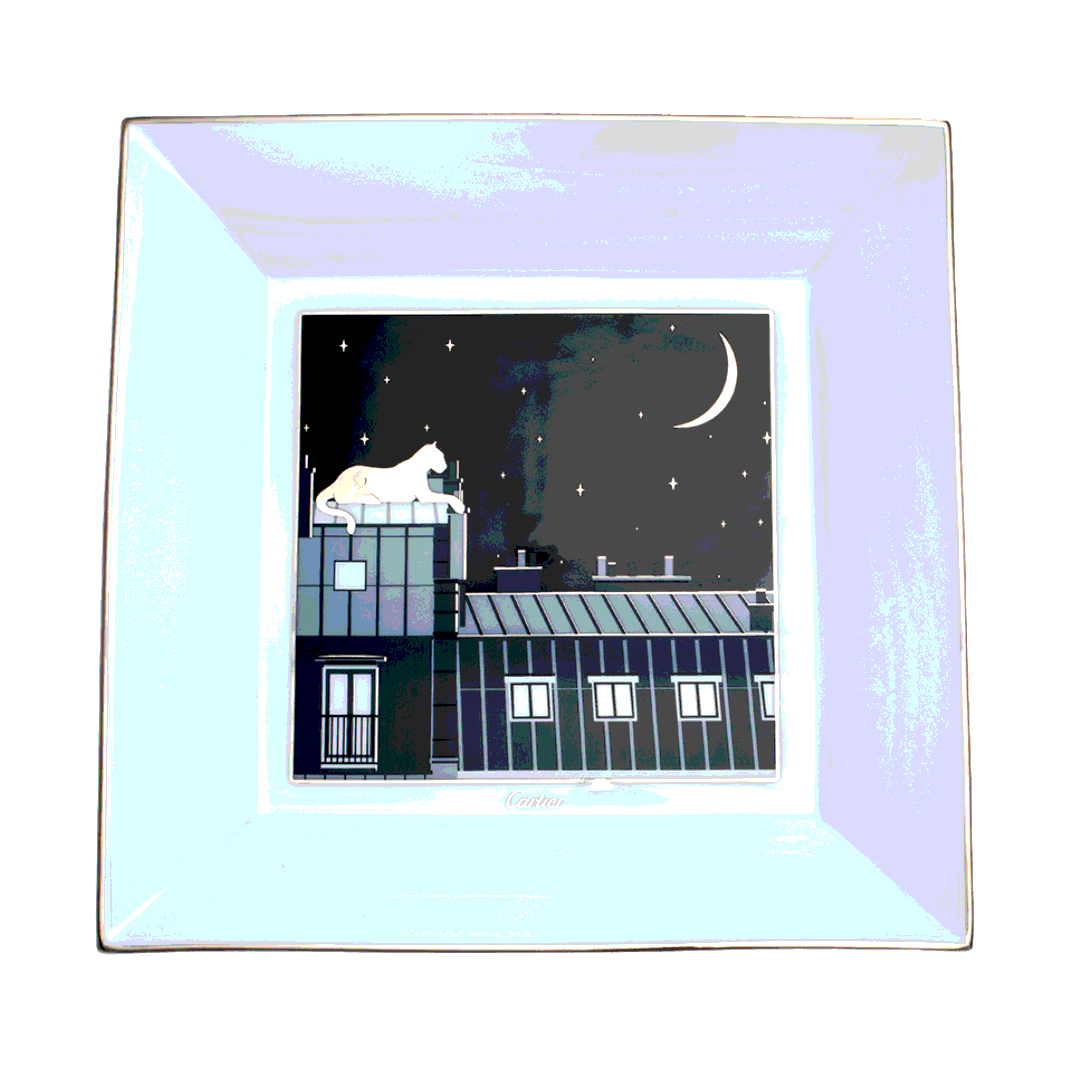 Pre Owned Cartier Panthere Porcelain Ashtray Plate
