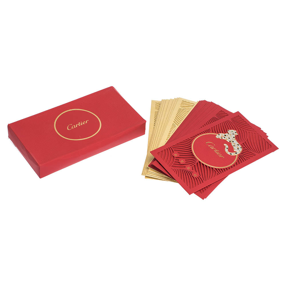 Cartier Red & Gold Chinese New Year 20 Pcs Envelope Set Cartier